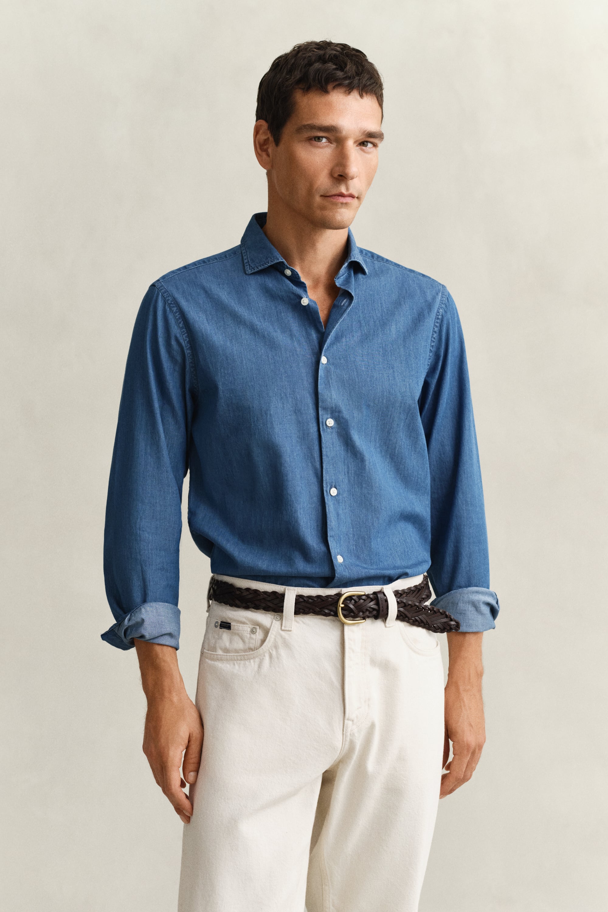 Gant Men's Light Blue Indigo Twill Shirt (Xxxl) Semi