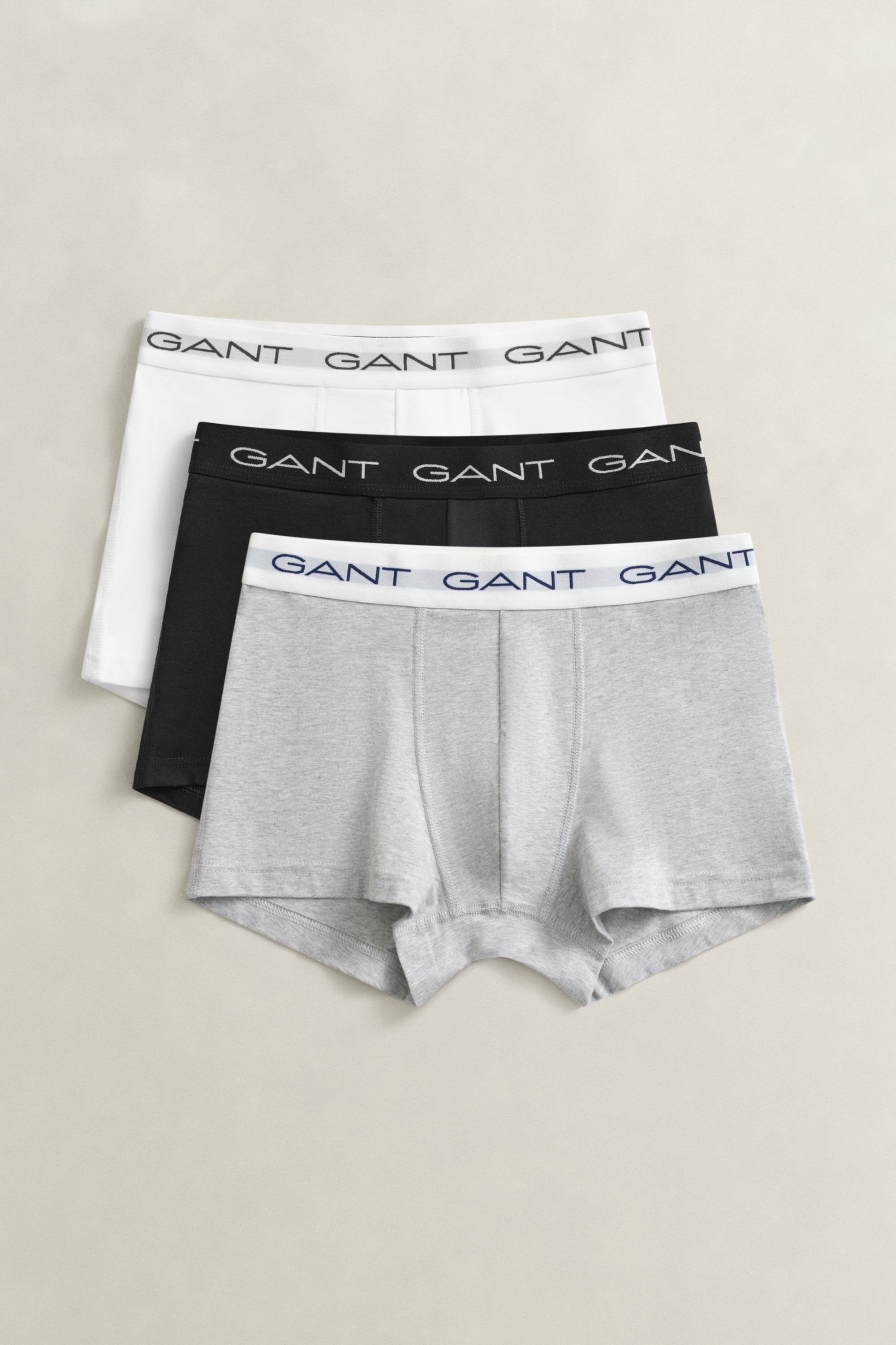 Gant Men's Light Grey 3-Pack Trunks (Xxl) Melange