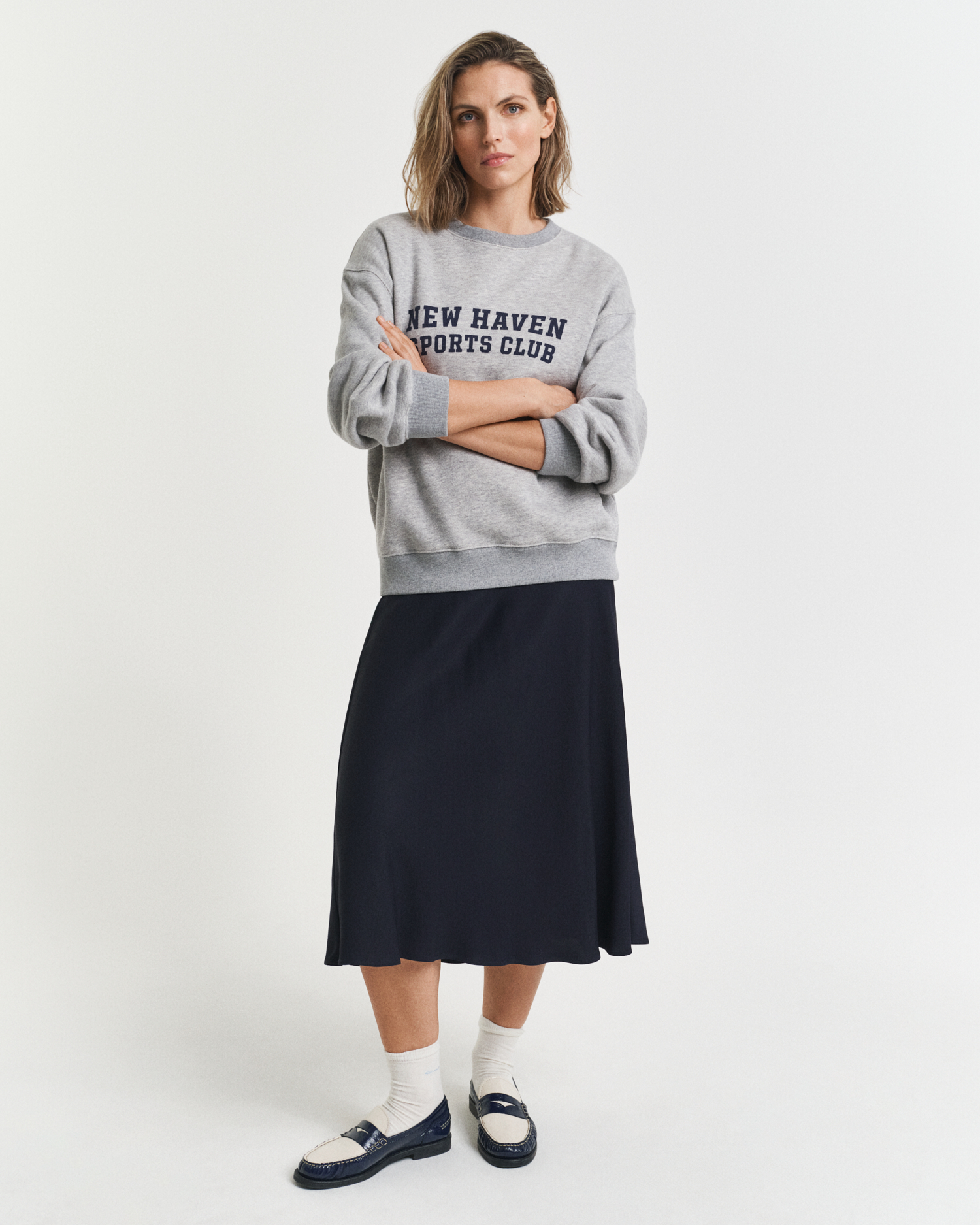 Gant Women's Navy Fluid Midi Skirt (38) Evening Blue