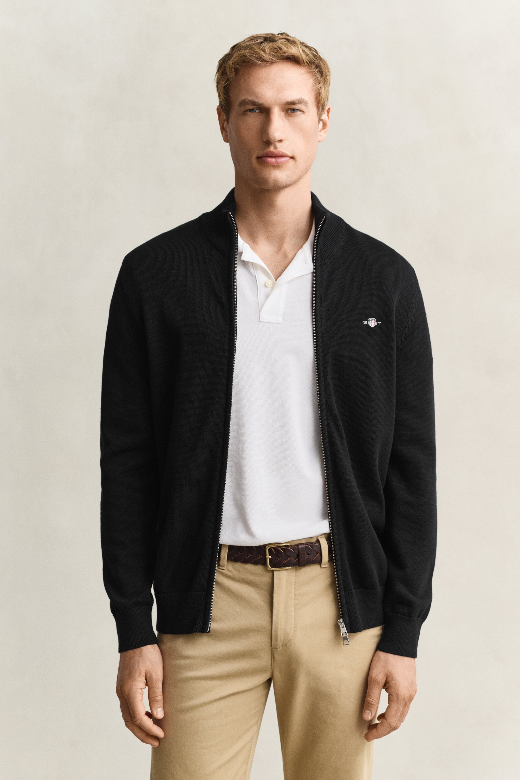 Gant Men's Black Casual Cotton Zip Cardigan (Xxl)