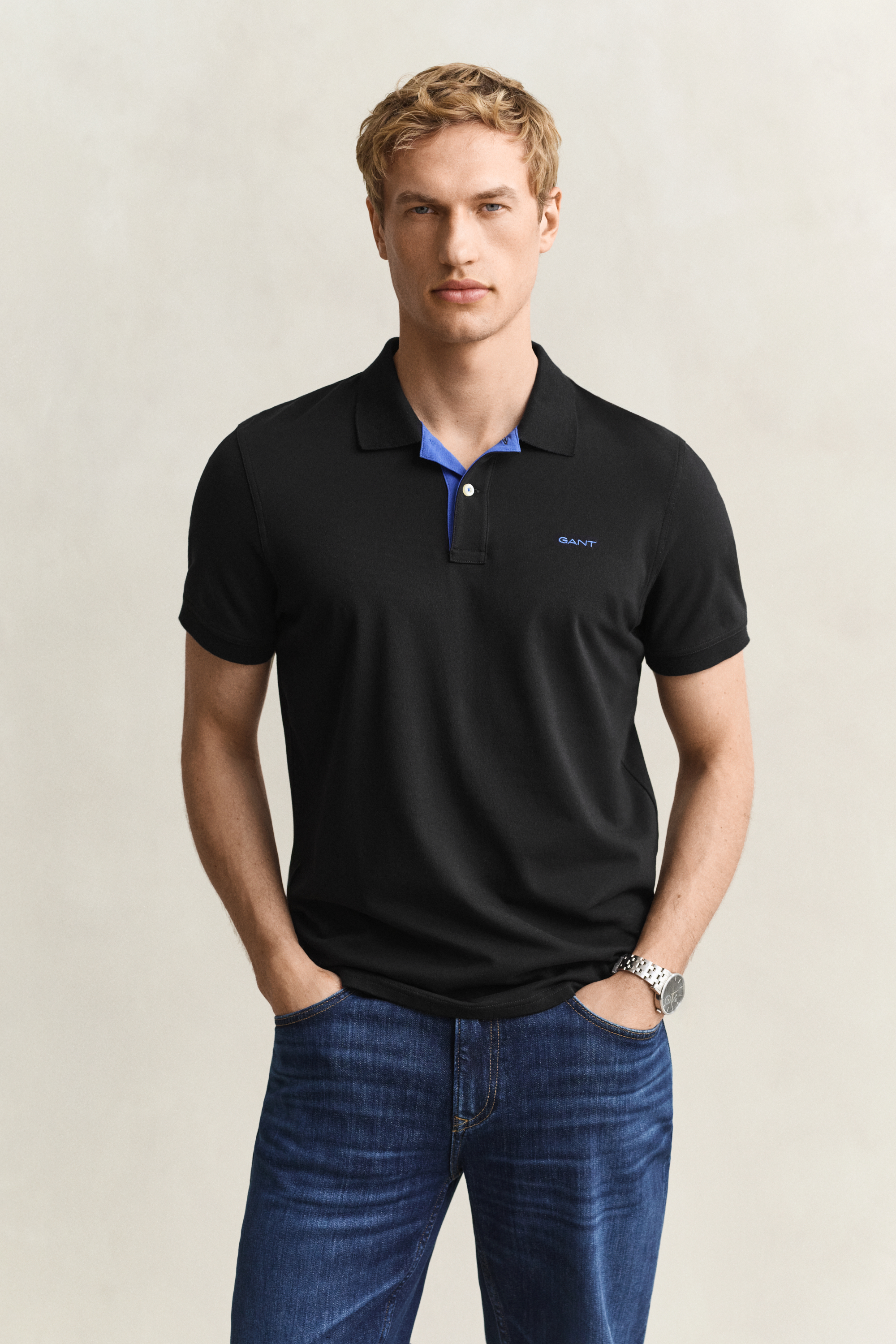 Gant Men's Black Contrast Piqué Polo Shirt (Xxxl)