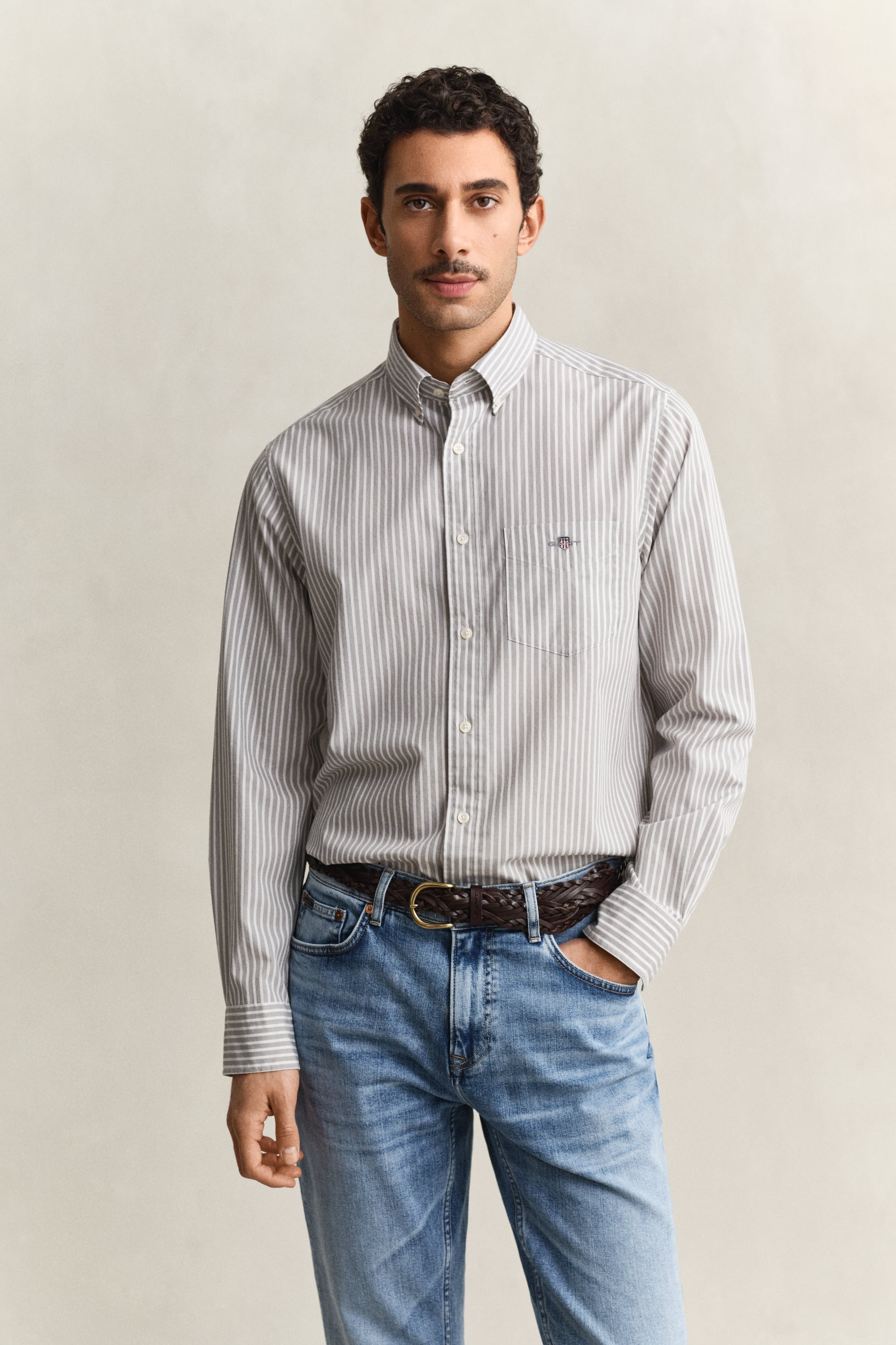 Gant Men's Pewter Grey Striped Classic Poplin Shirt (Xxxl)