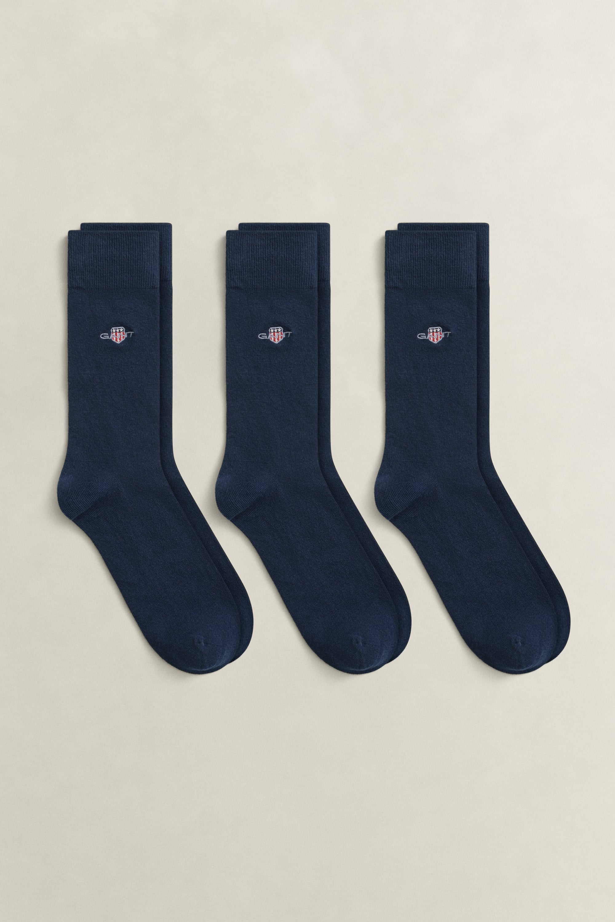 Gant Men's Navy 3-Pack Shield Socks (43-45) Evening Blue
