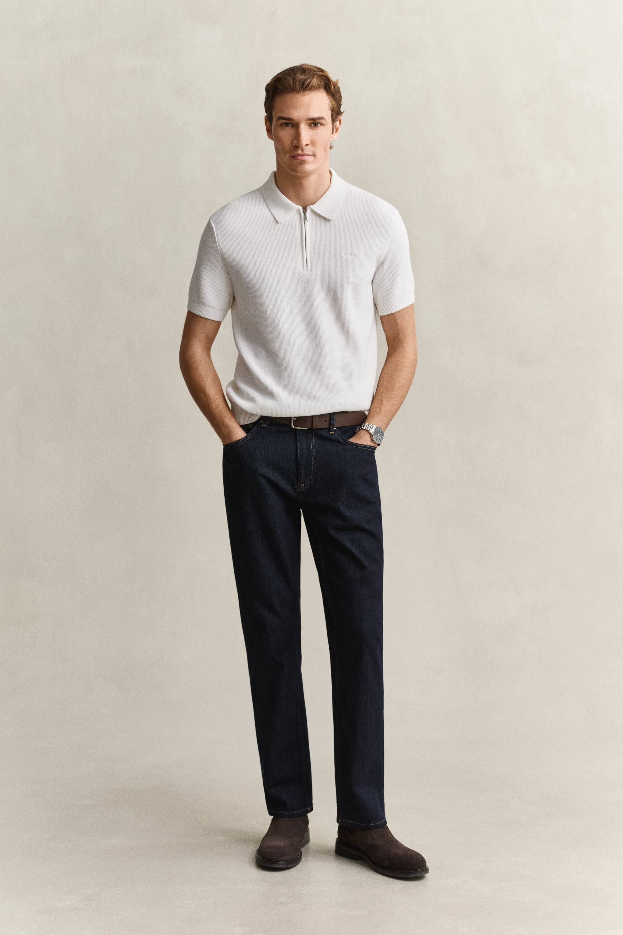 Regular Clean Wash Jeans - DARK BLUE, view 2