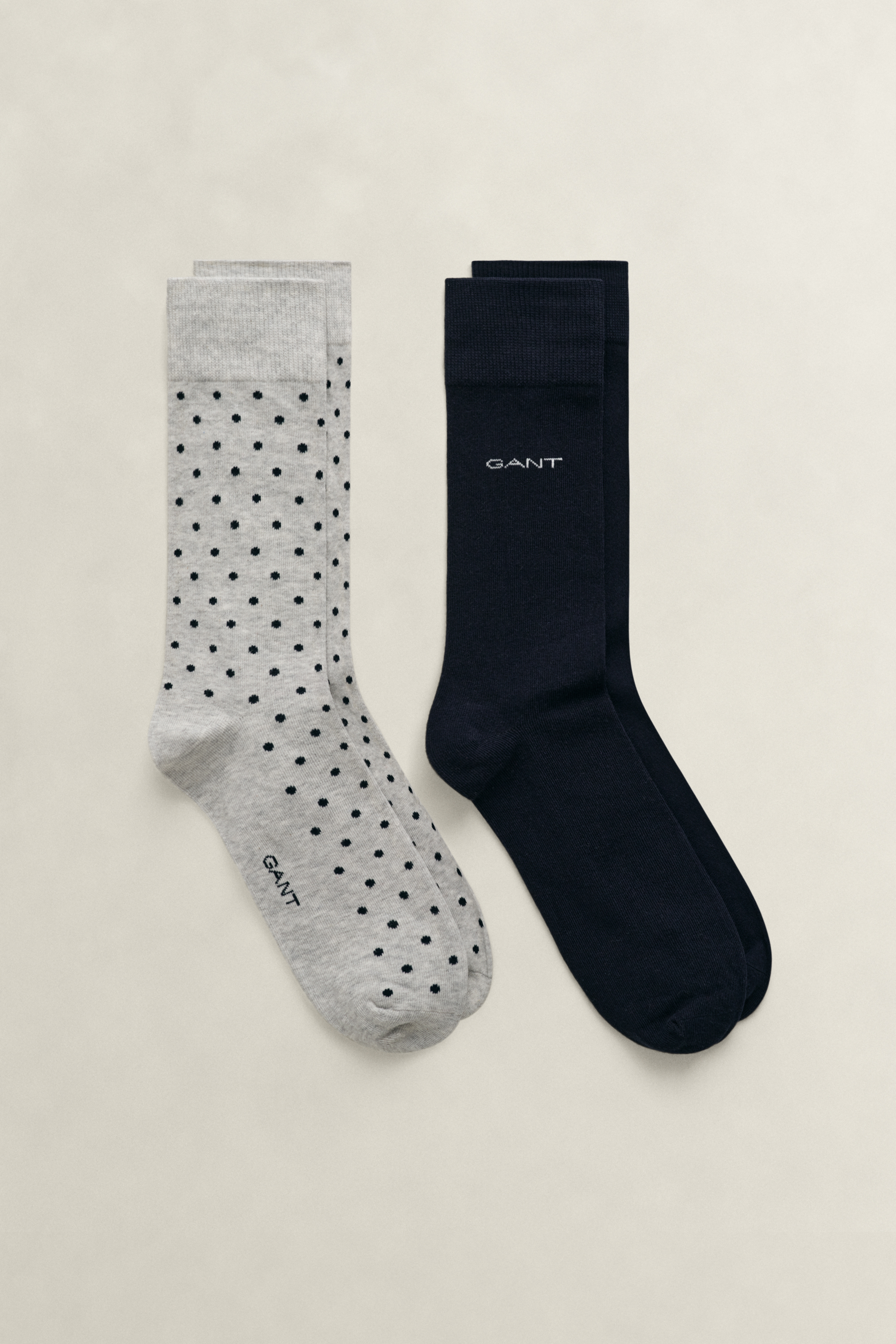 Gant Men's Light Grey 2-Pack Dot & Solid Socks (43-45) Melange