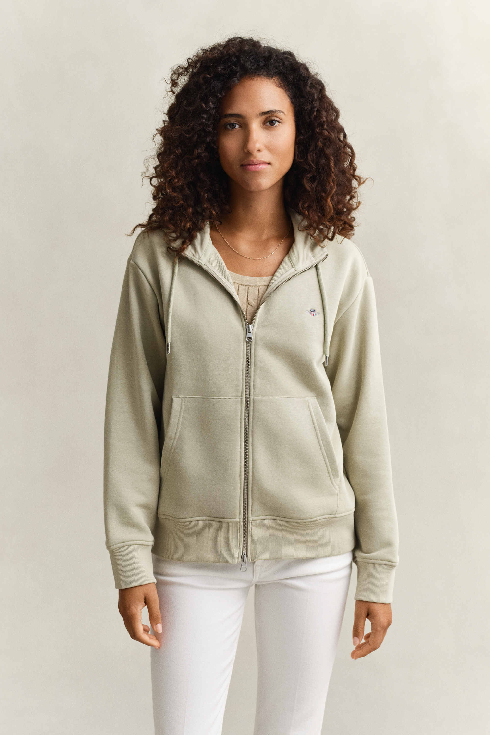 Gant Women's Country Beige Shield Zip Hoodie (Xxl)