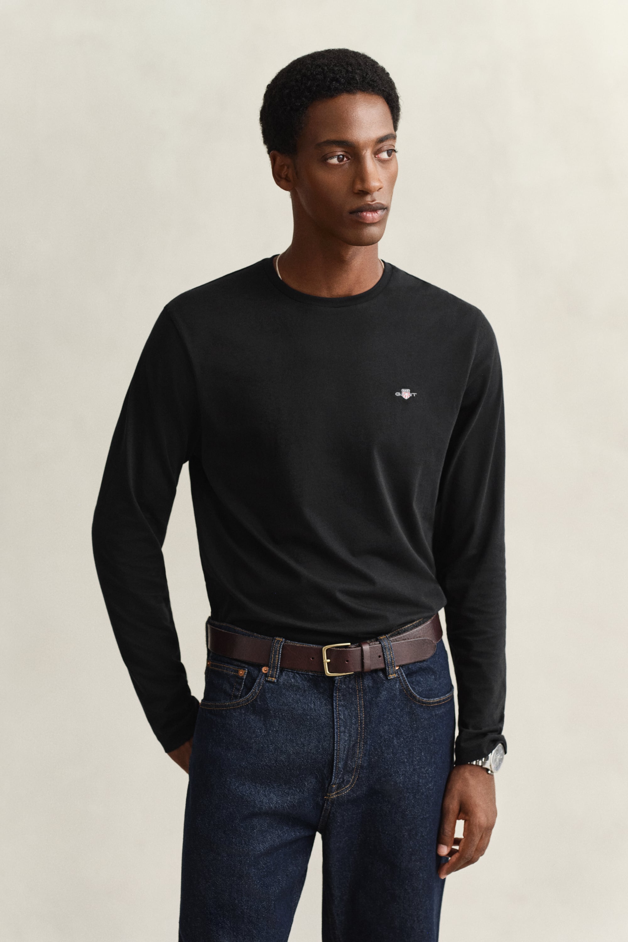 Gant Men's Black Shield Long Sleeve T-Shirt (4Xl)
