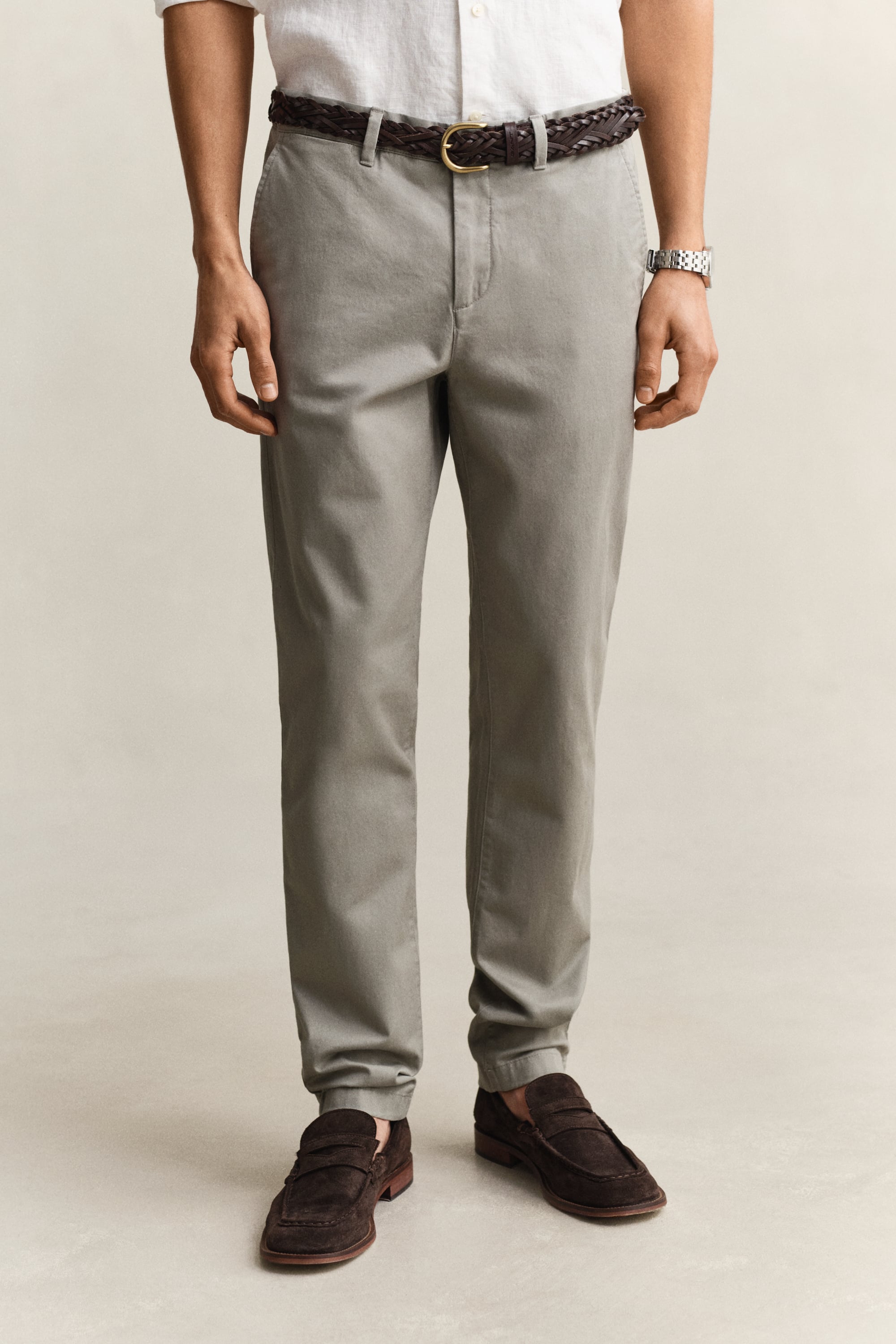 Gant Men's Pewter Grey Slim Fit Classic Chinos (44/34)