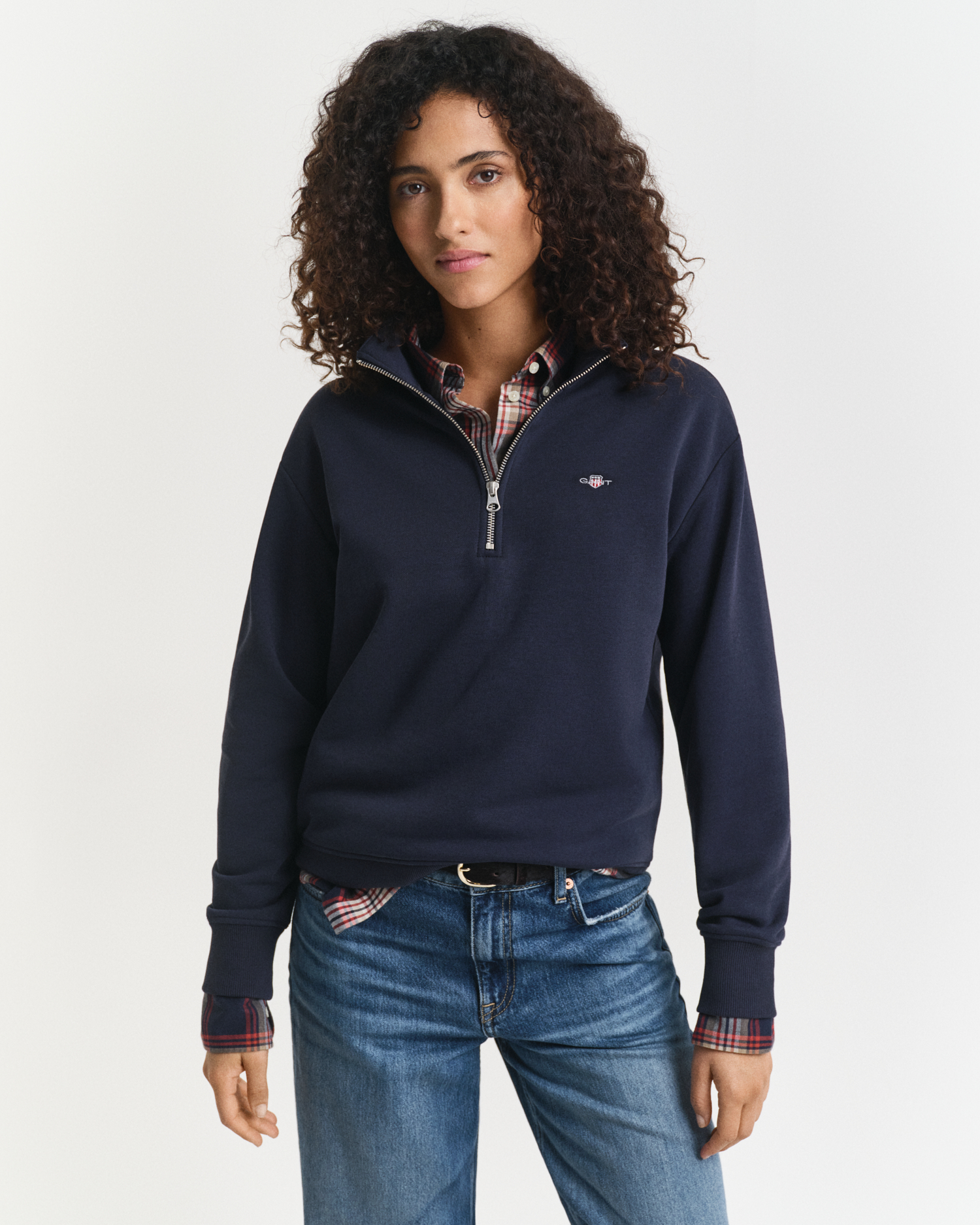 Gant Women's Blue Shield Half Zip Sweatshirt (S) Small