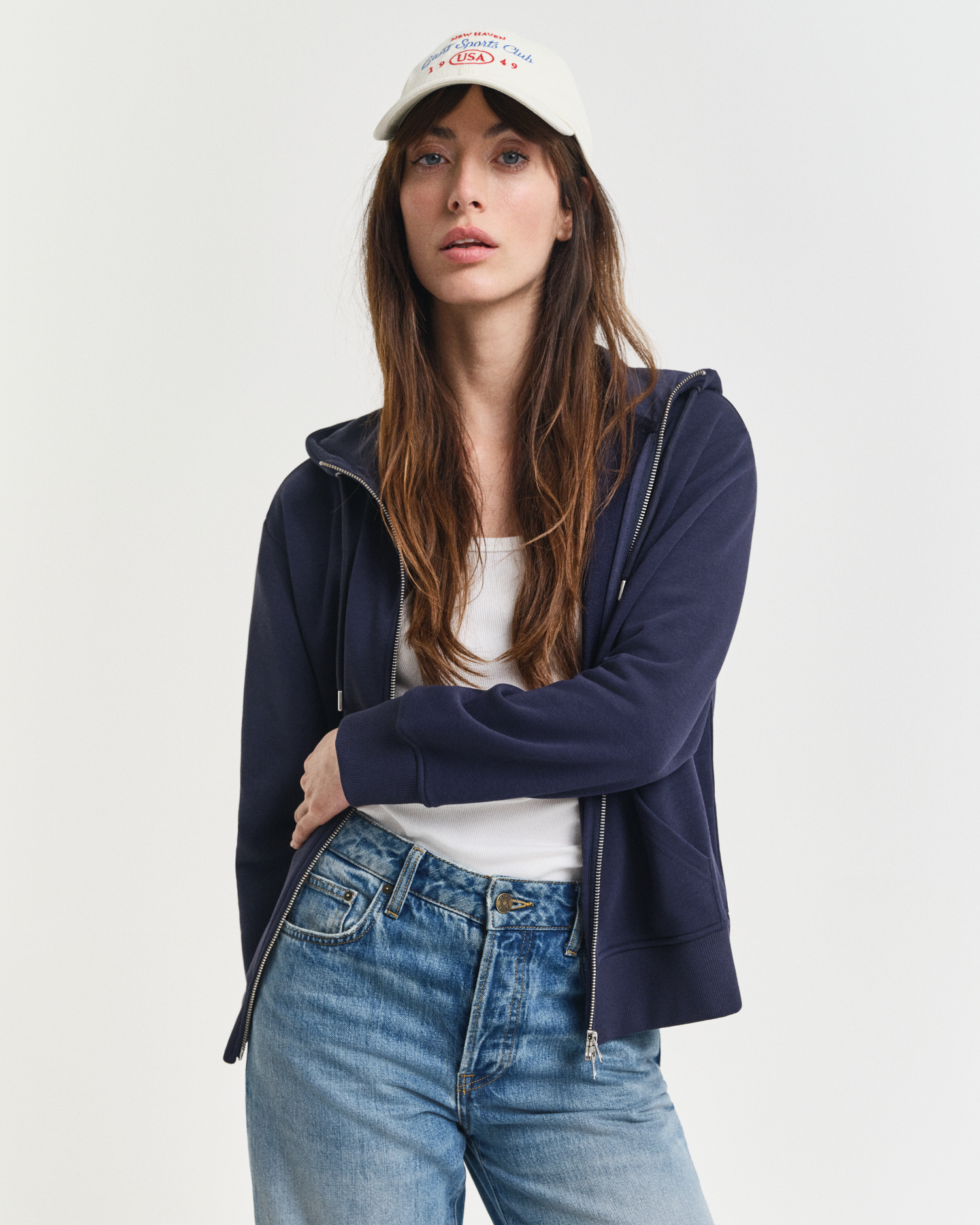 Gant Women's Blue Shield Zip Hoodie (M)