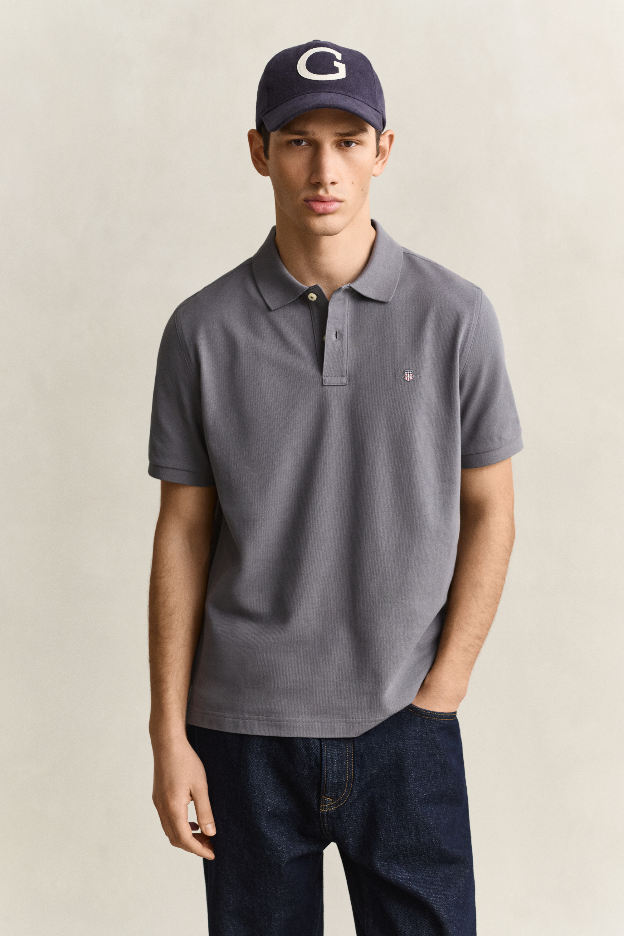 Gant Men's Mid Grey Regular Fit Polo Shirt (L)