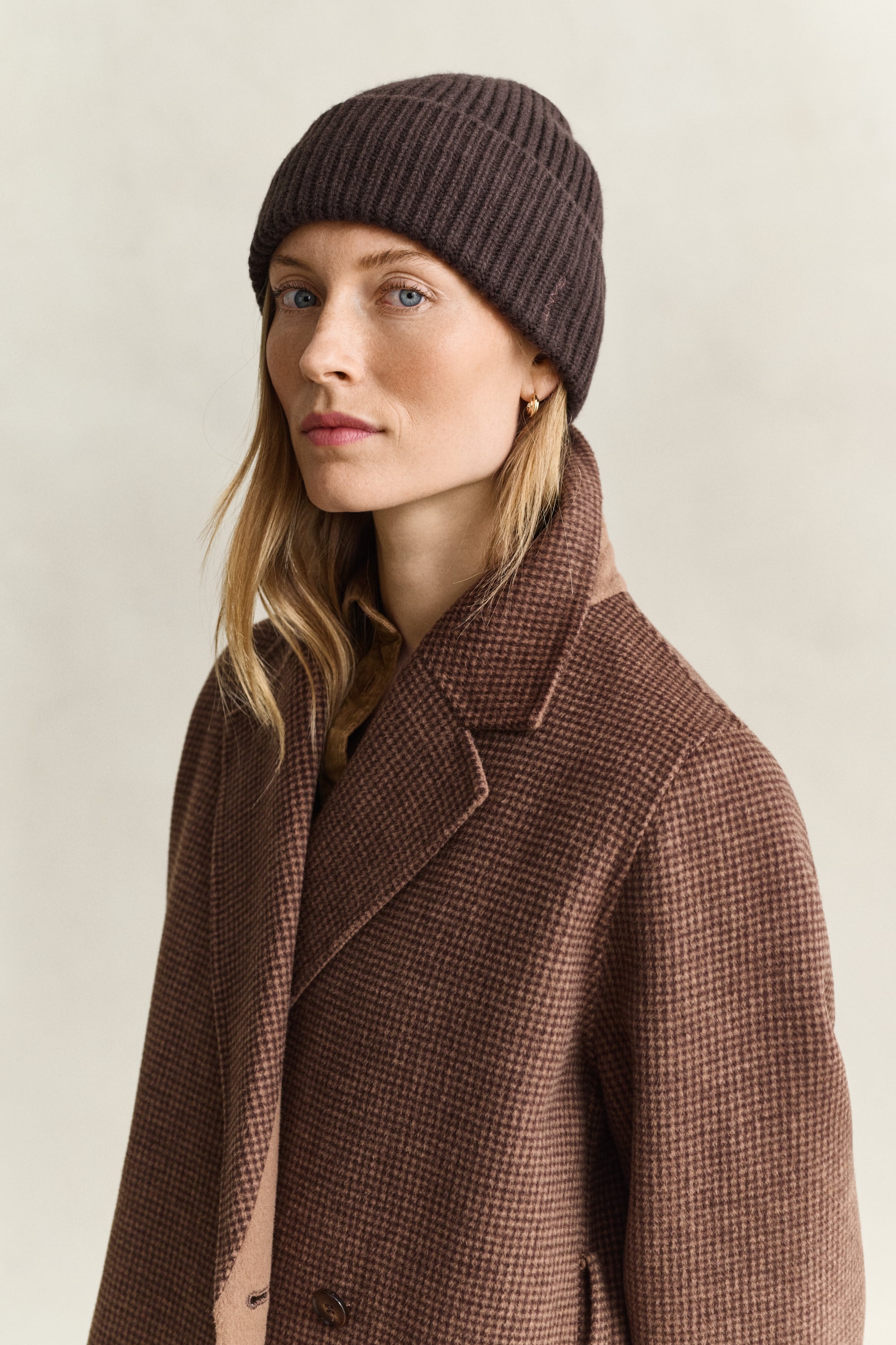 Ribbed Wool Cashmere Blend Beanie DEEP