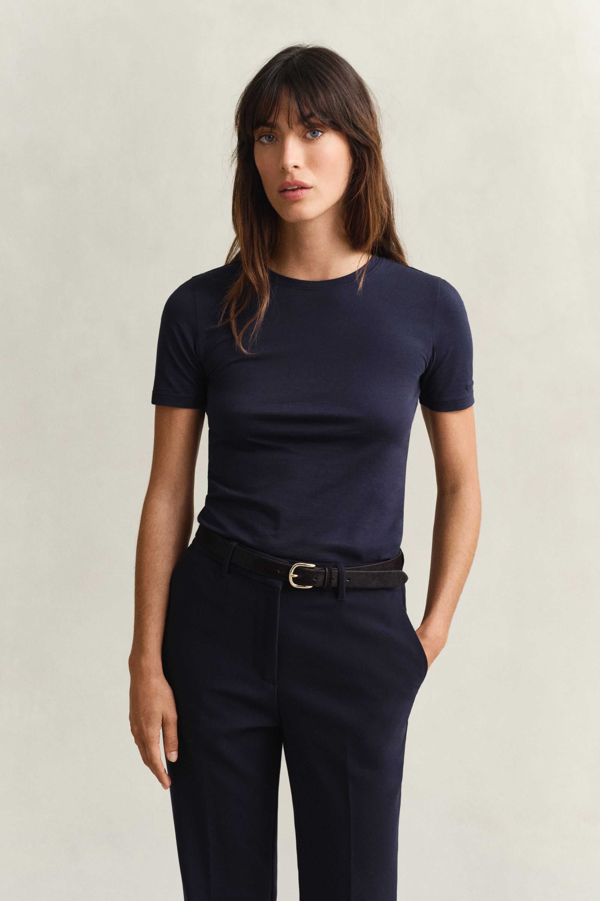 Gant Women's Navy Cotton T-Shirt (Xs) Evening Blue