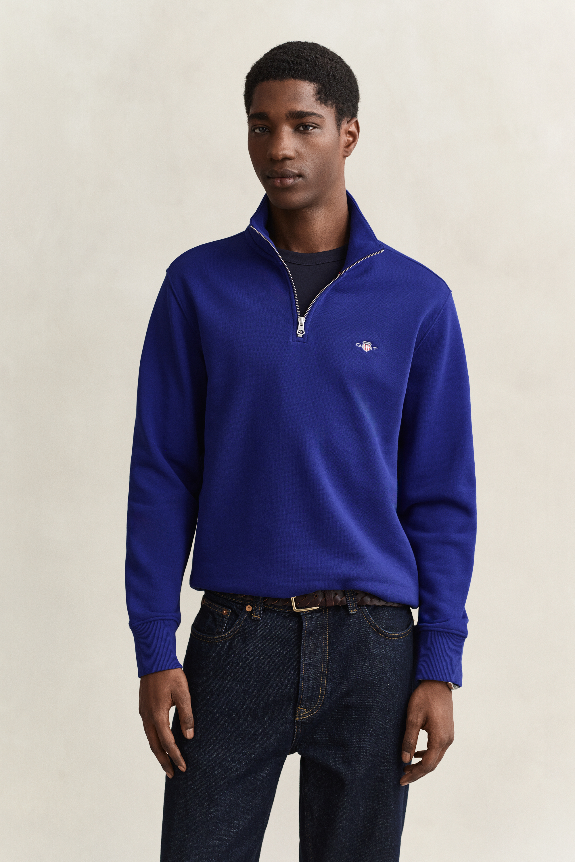 Gant Men's Crisp Blue Shield Half-Zip Sweatshirt (Xxxl)