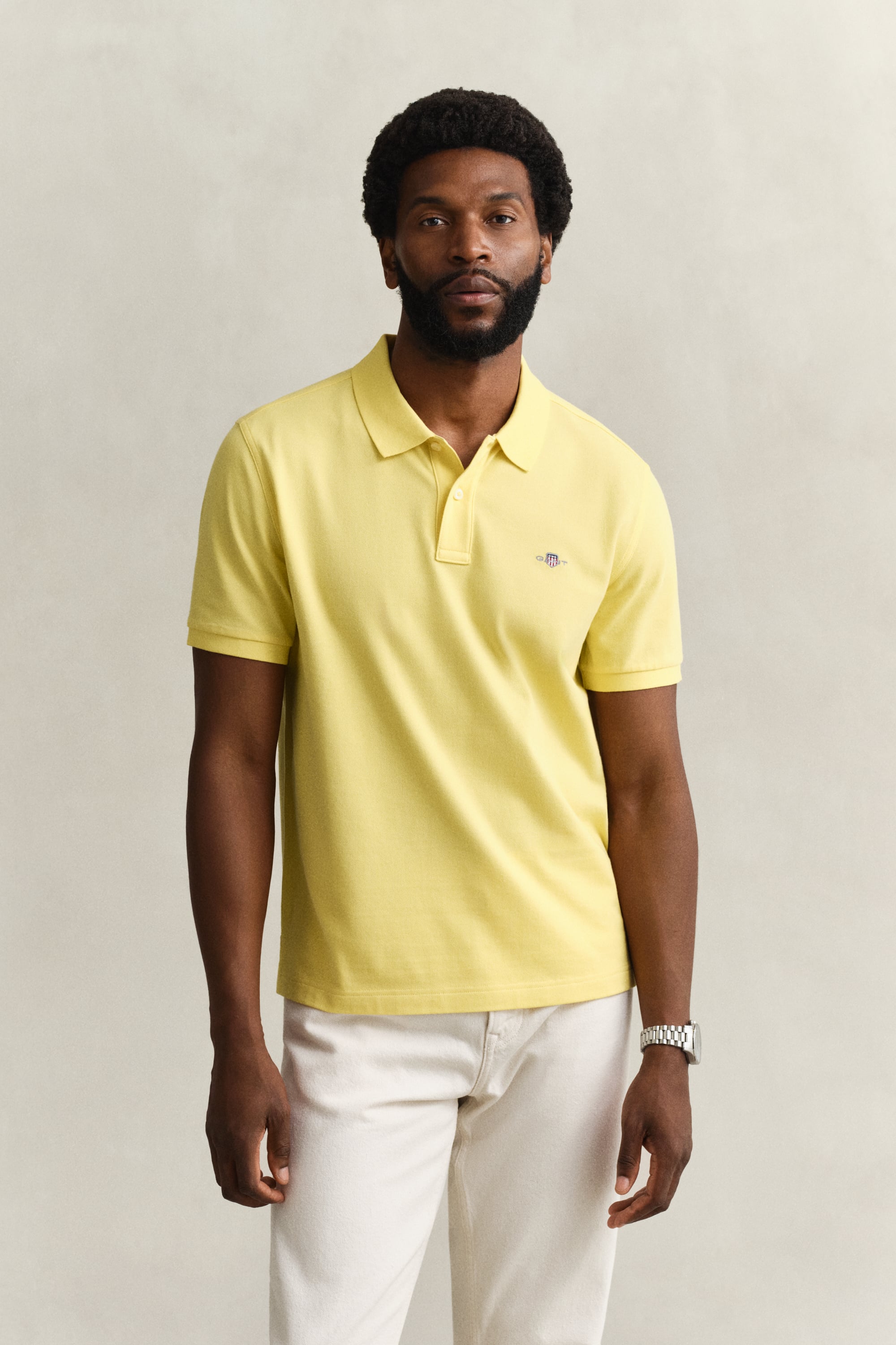 Gant Men's Banana Yellow Regular Fit Polo Shirt (5Xl)