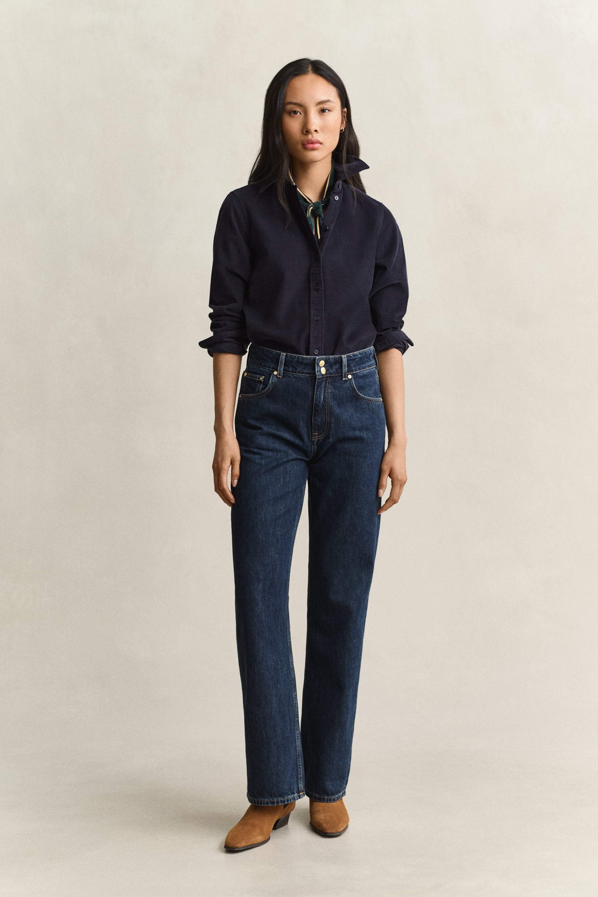 Relaxed Buttoned Jeans DARK BLUE WORN