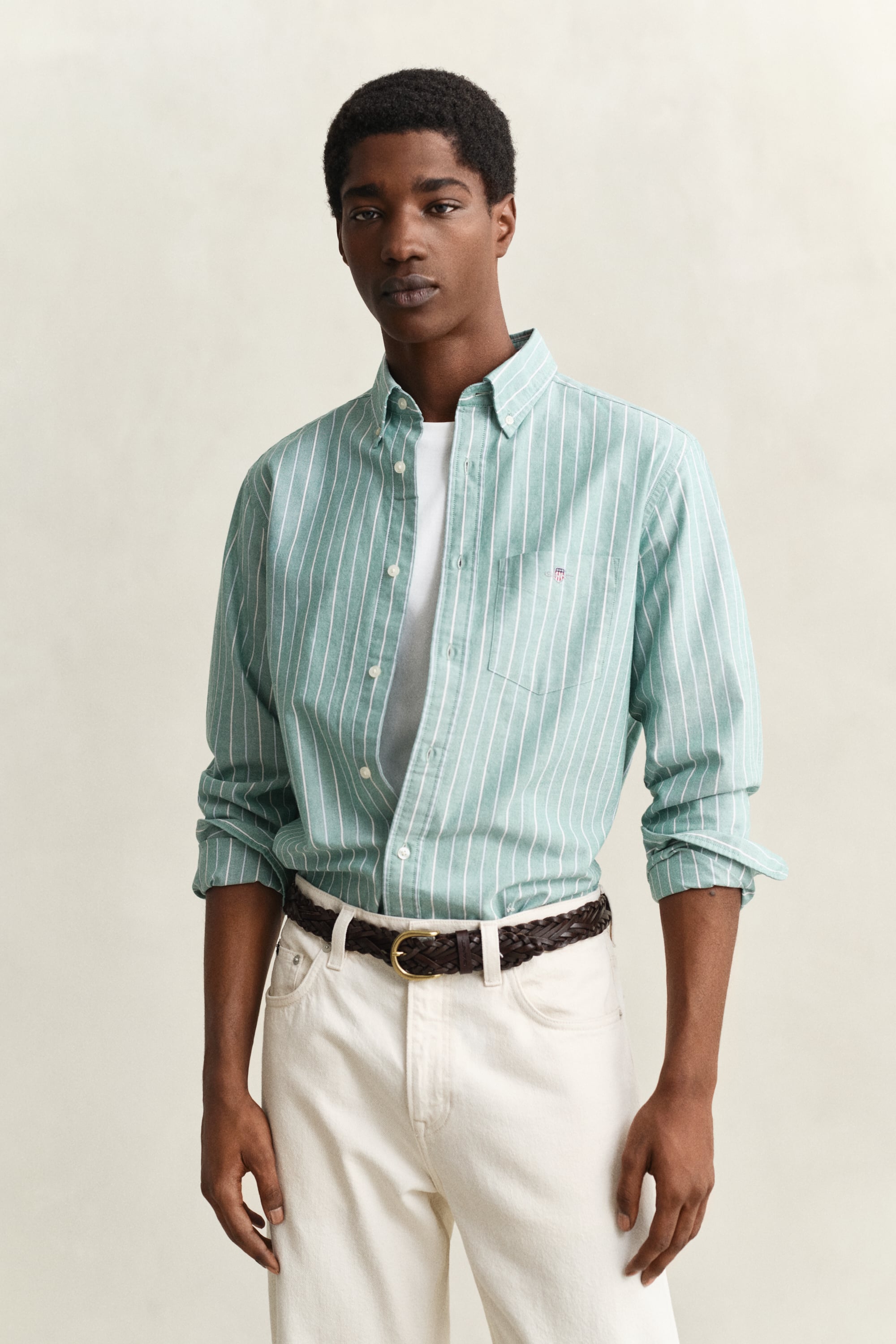 Gant Men's Botanical Hue Striped Classic Oxford Shirt (L)