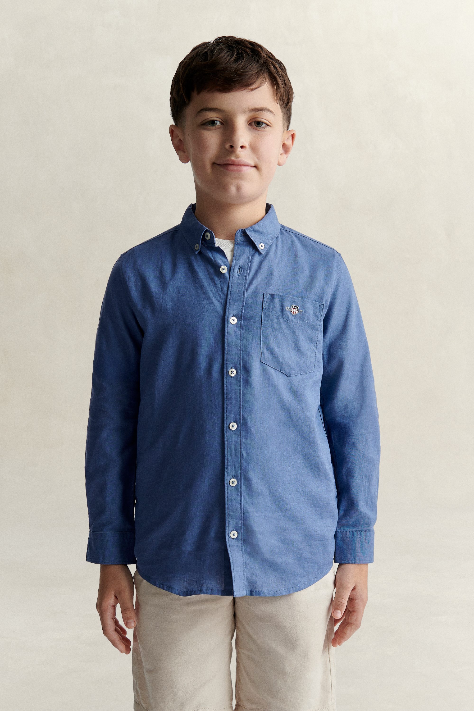 Gant Men's Blue Teens Teen Boys Linen Blend Shirt (176) Salty Sea
