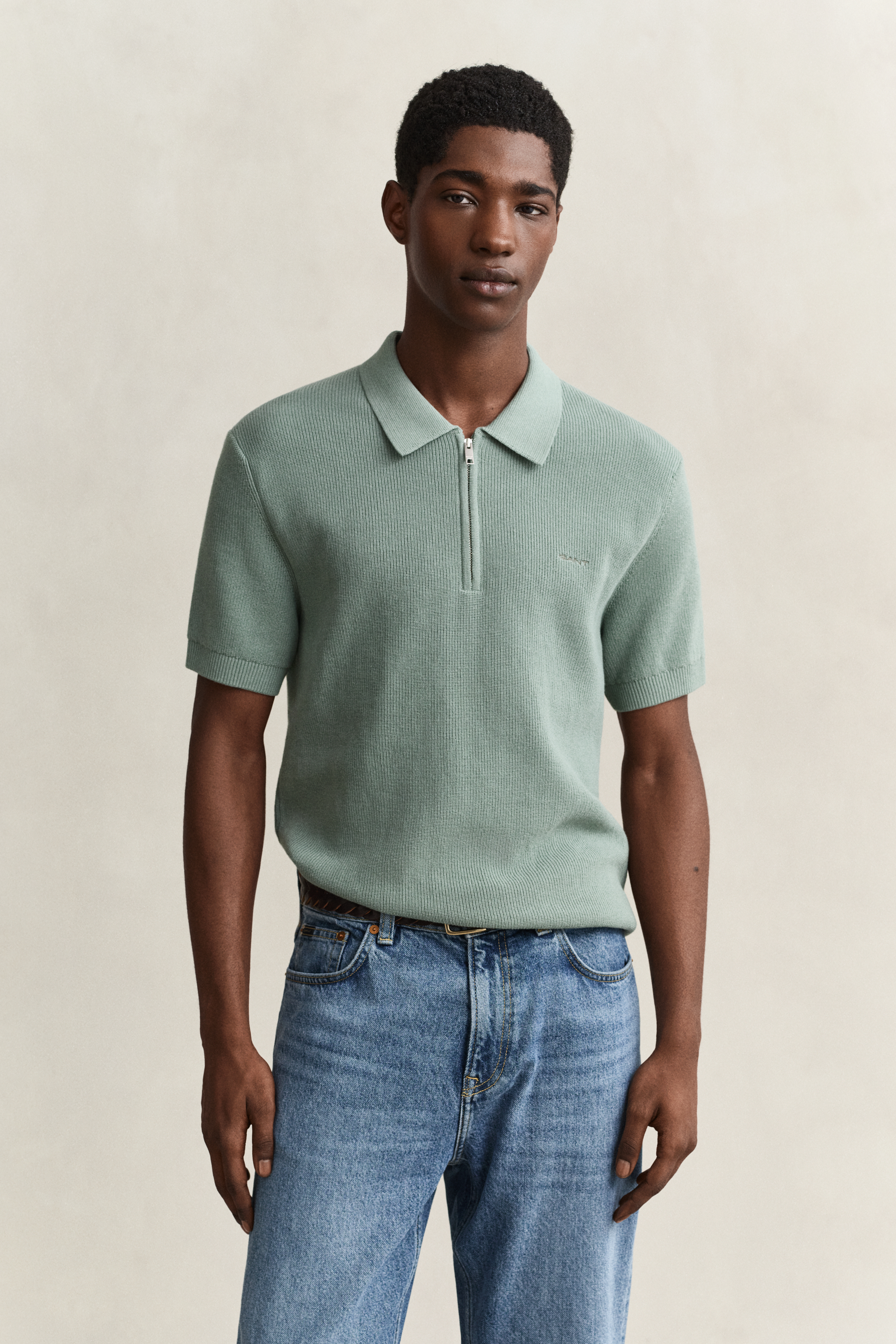 Gant Men's Surplus Mint Ribbed Cotton Polo Sweater (Xl)