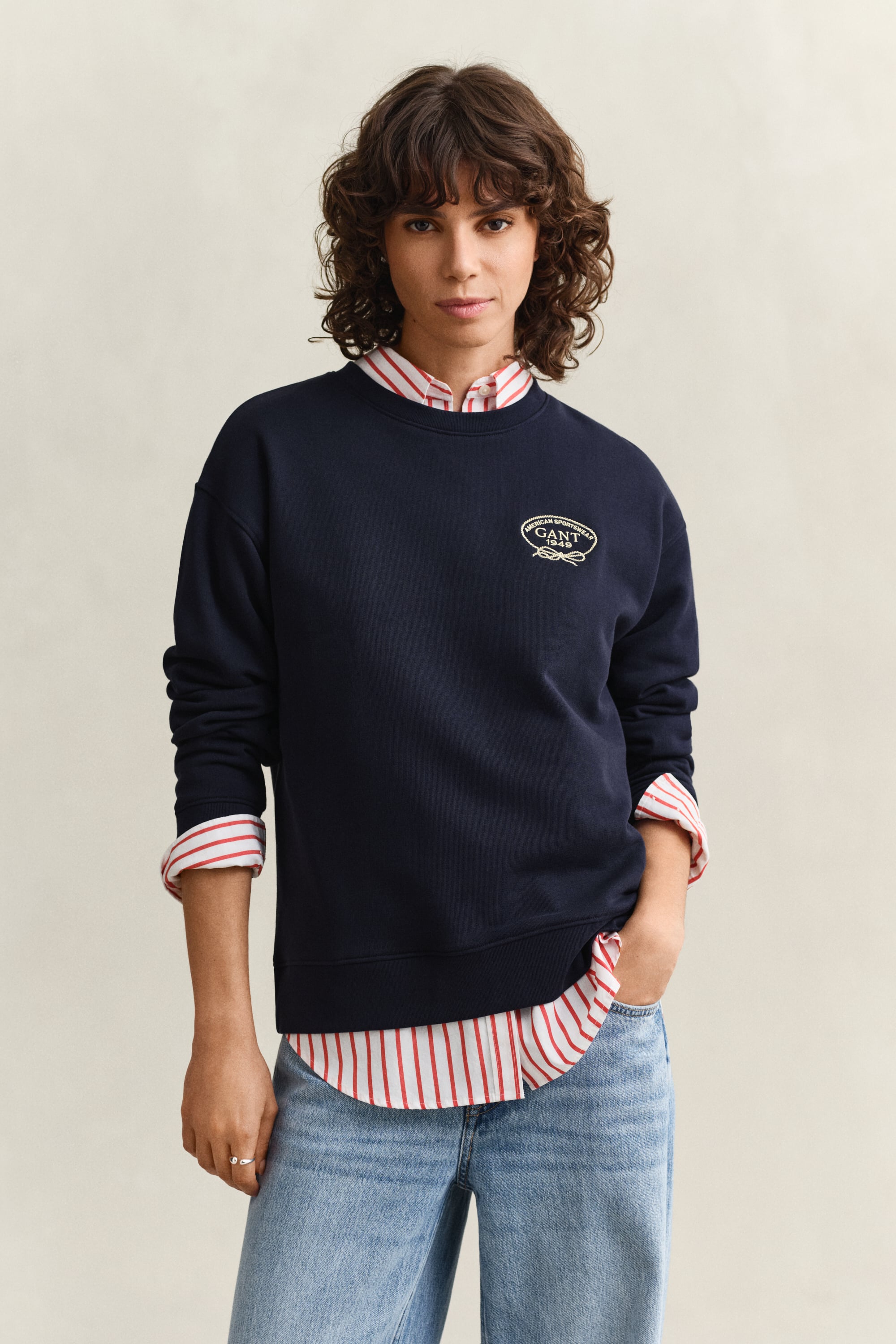 Gant Women's Navy Rope Graphic Sweatshirt (Xxl) Evening Blue