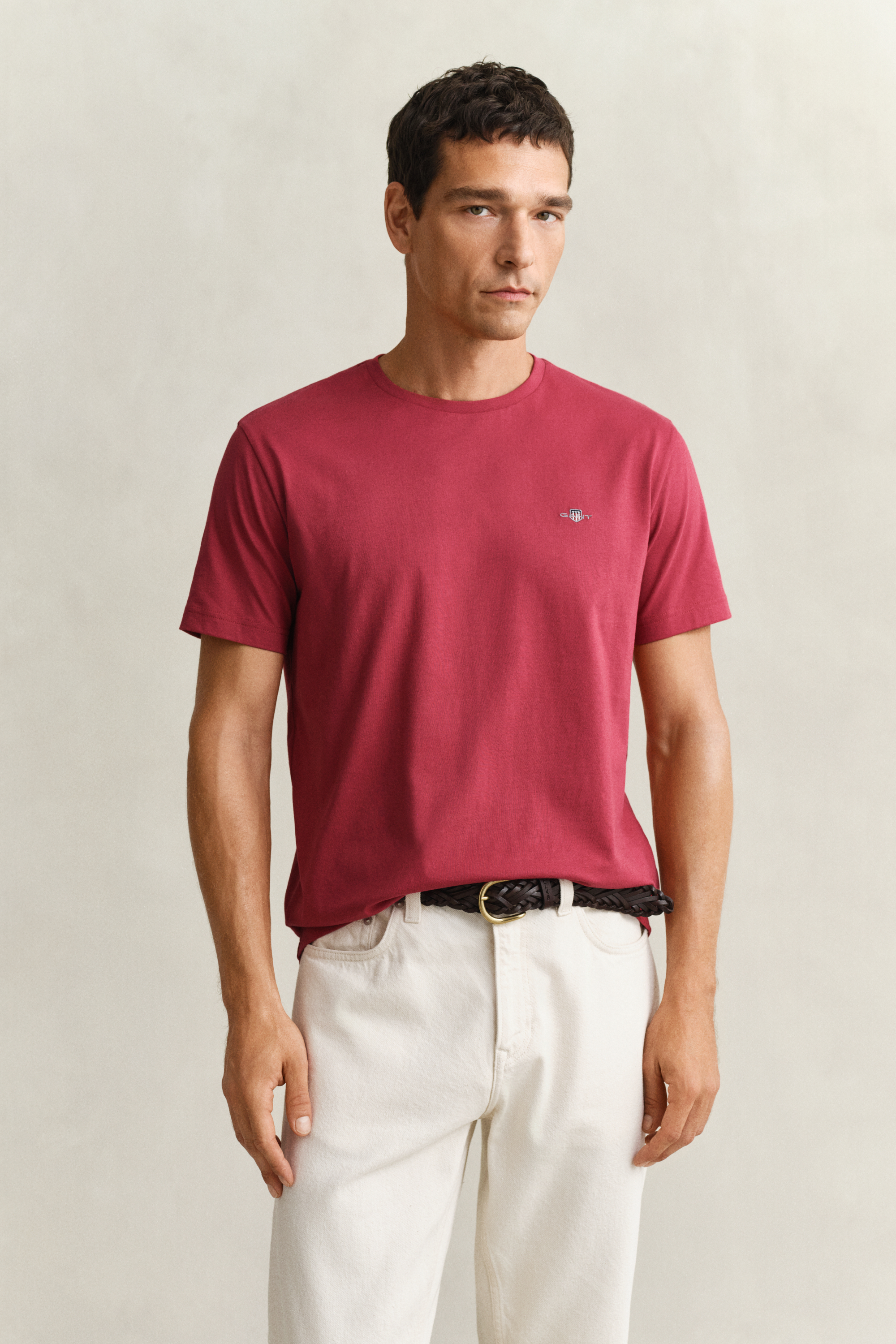 Gant Men's Muted Red Regular Fit Shield T-Shirt (Xxl)