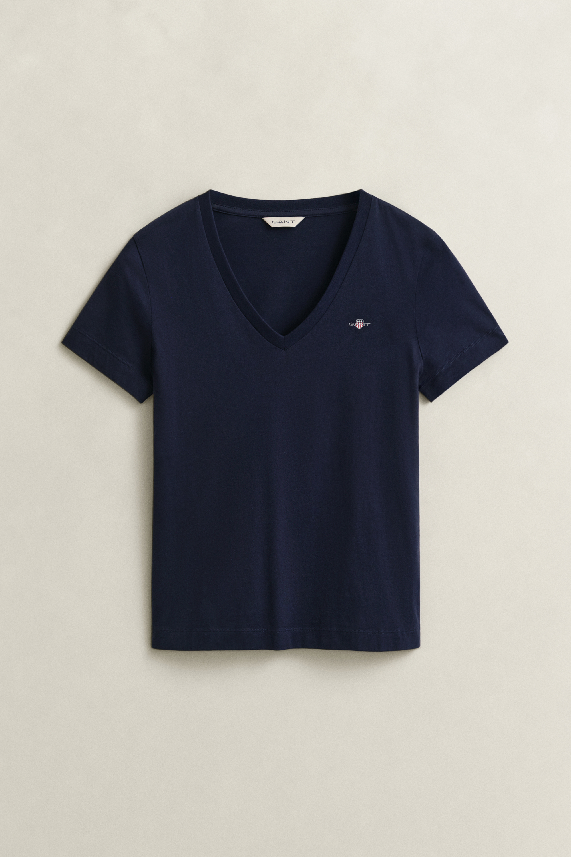 Gant Women's Navy Shield V-Neck T-Shirt (S) Evening Blue