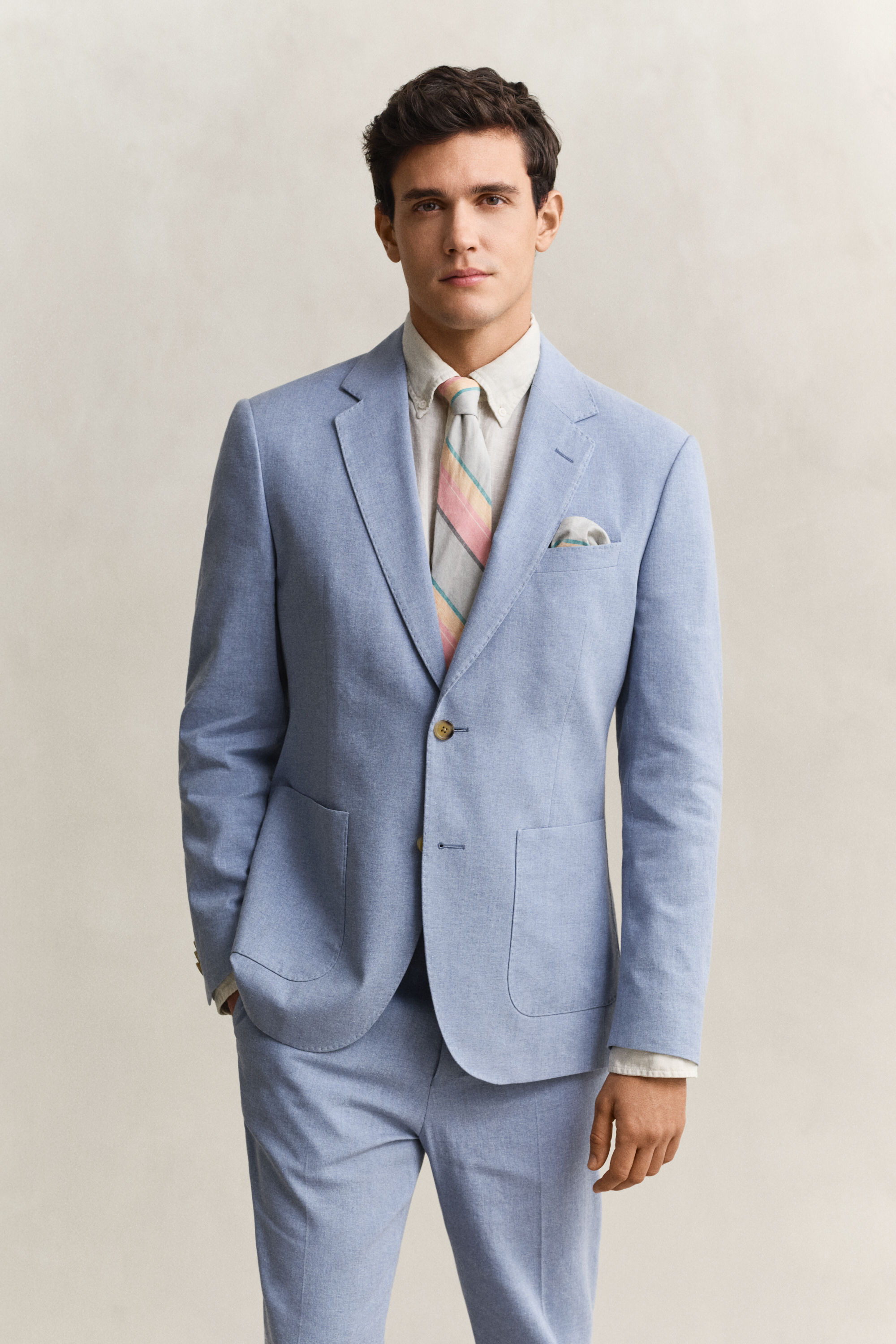 Gant Men's Faded Denim Linen Blend Suit Jacket (50)