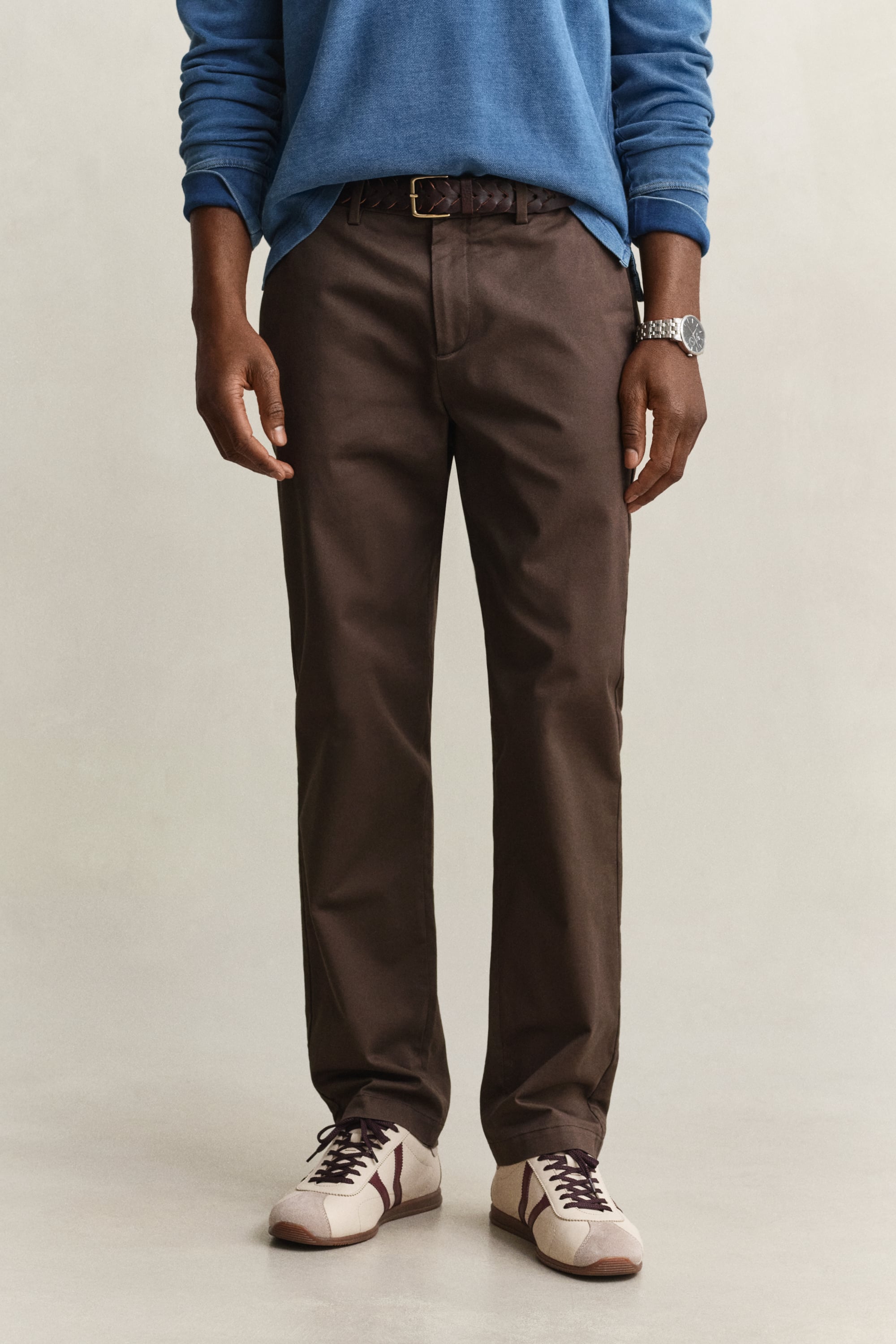 Gant Men's Shadow Brown Regular Fit Smart Chinos (42/32)
