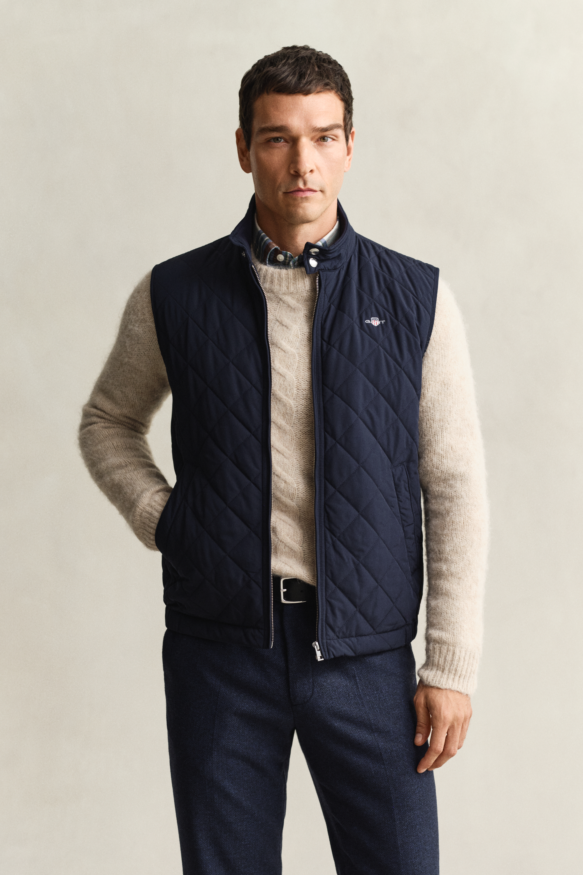 Gant Men's Navy Quilted Windcheater Vest (Xxxl) Evening Blue