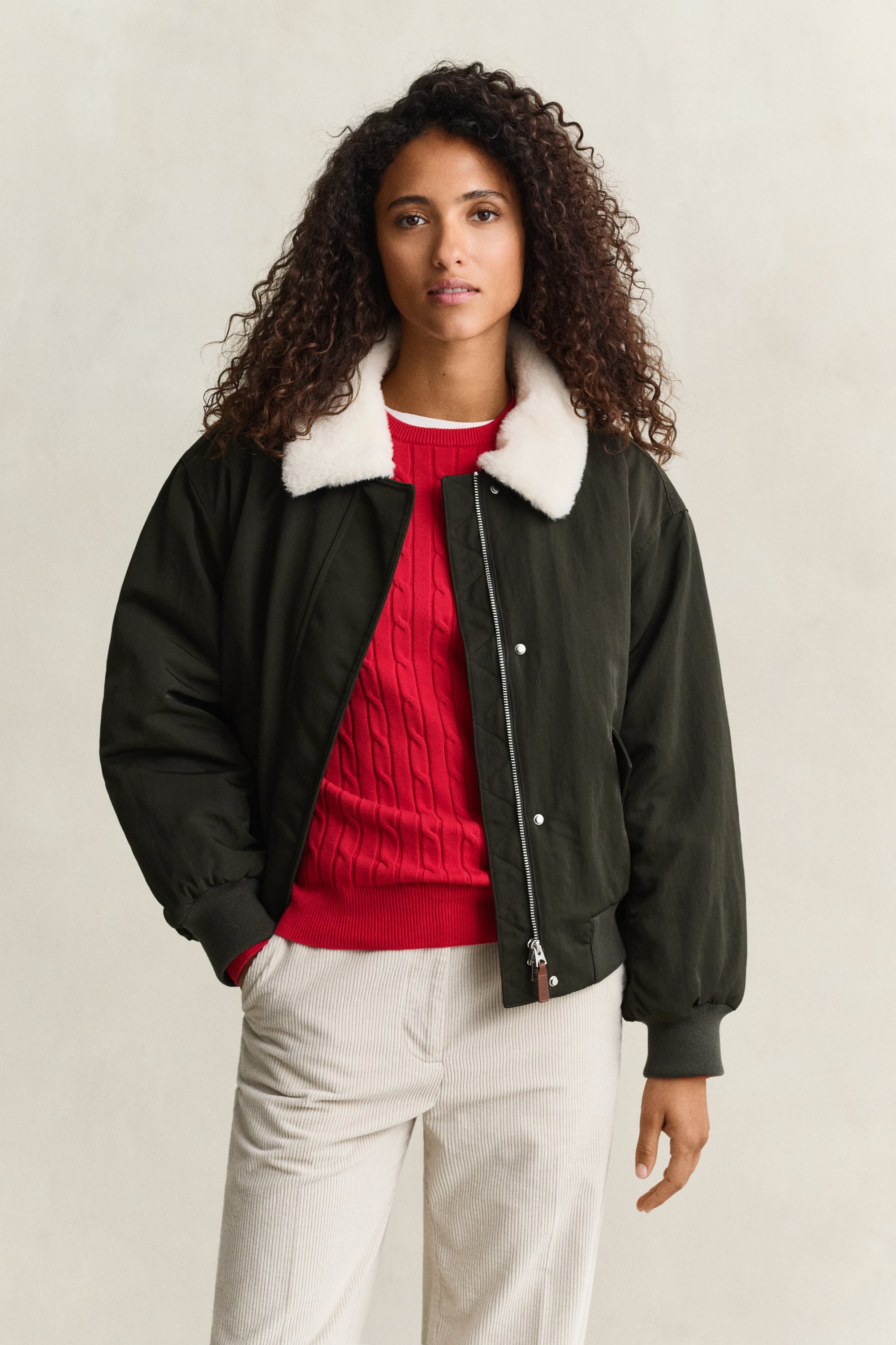 Padded Bomber Jacket DARK MOSS