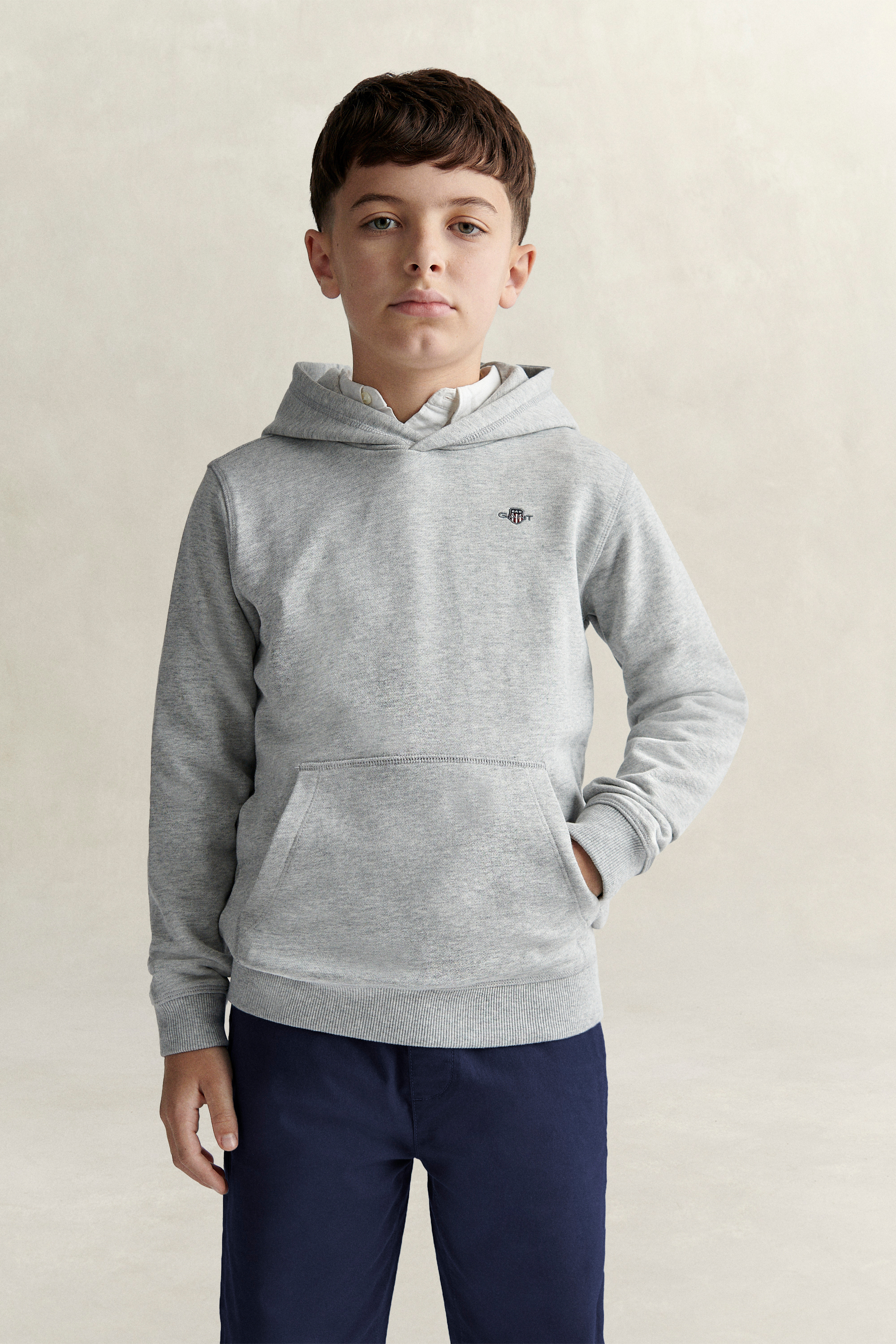 Gant Unisex Grey Teens Shield Hoodie (122/128) Melange