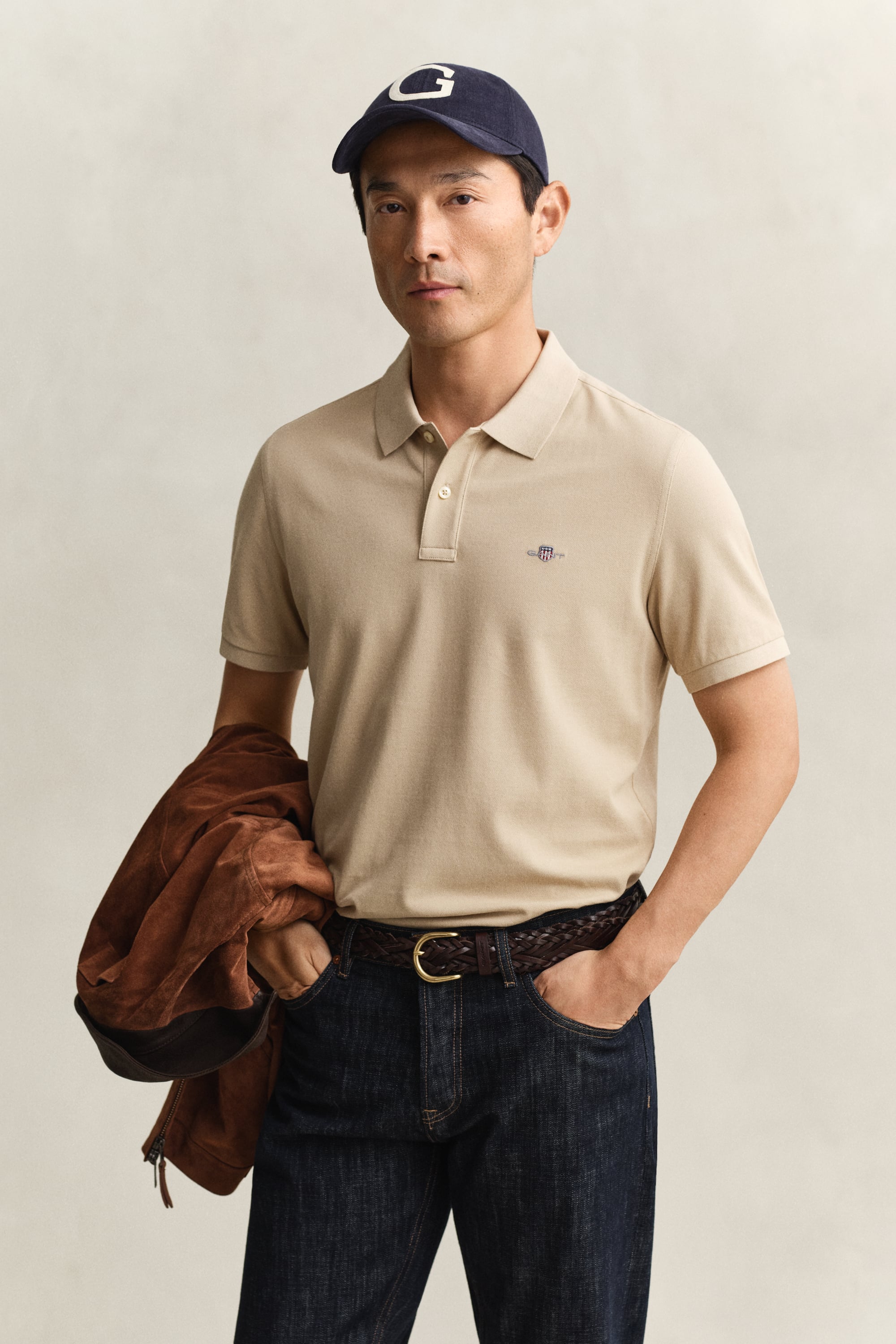 Gant Men's Oat Beige Regular Fit Polo Shirt (M)