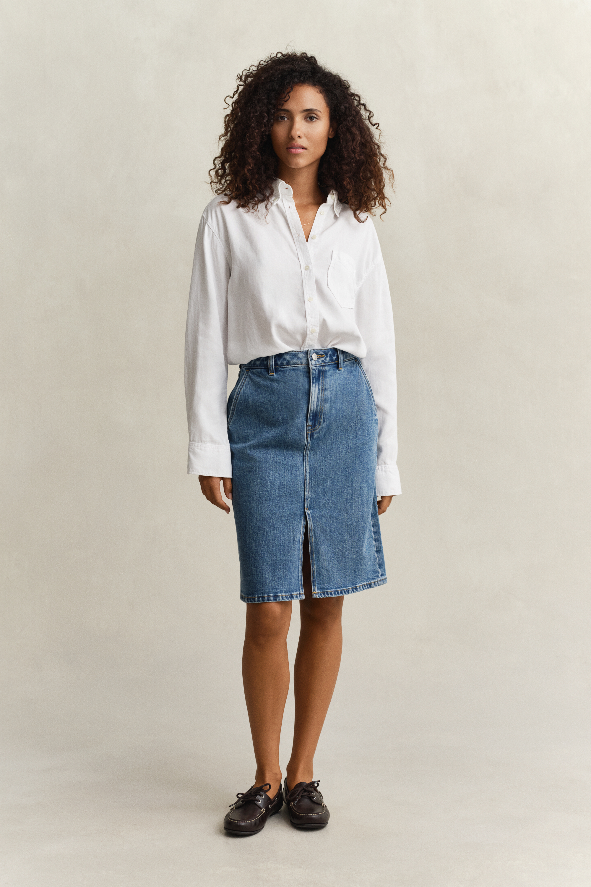 Gant Women's Blue Denim Pencil Skirt (46) Mid