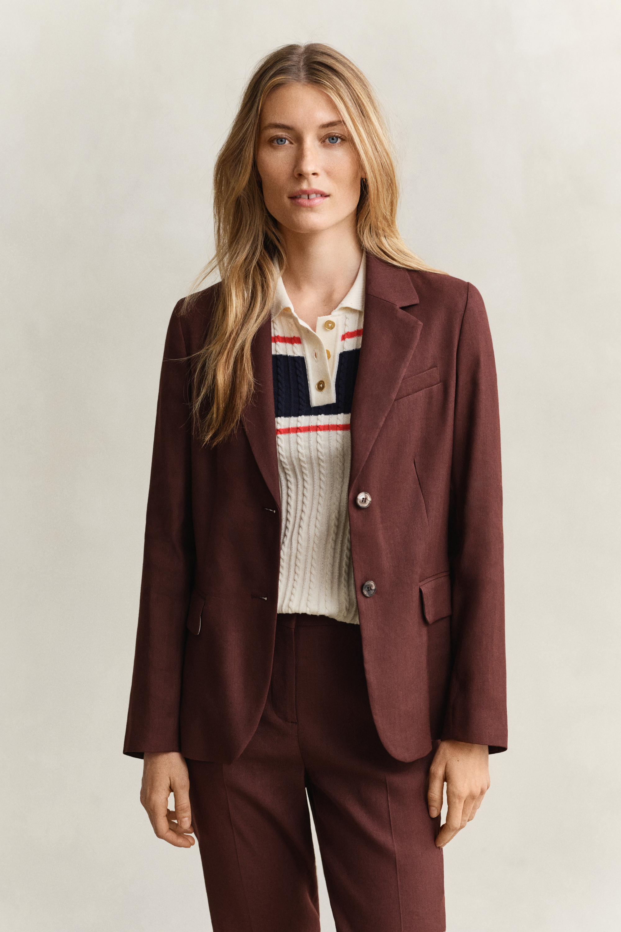 Gant Women's Fresh Soil Linen Stretch Blazer (38)