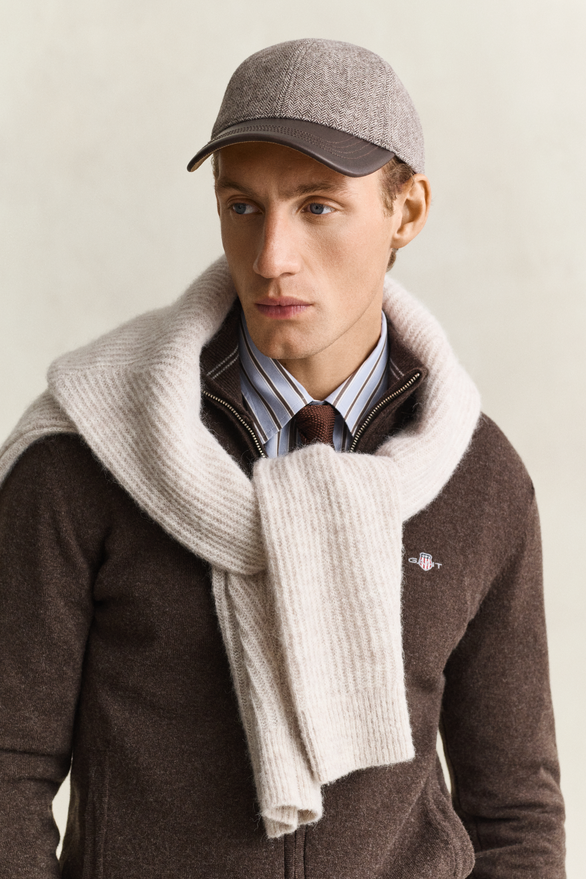 Leather Visor Wool Blend Cap MIST