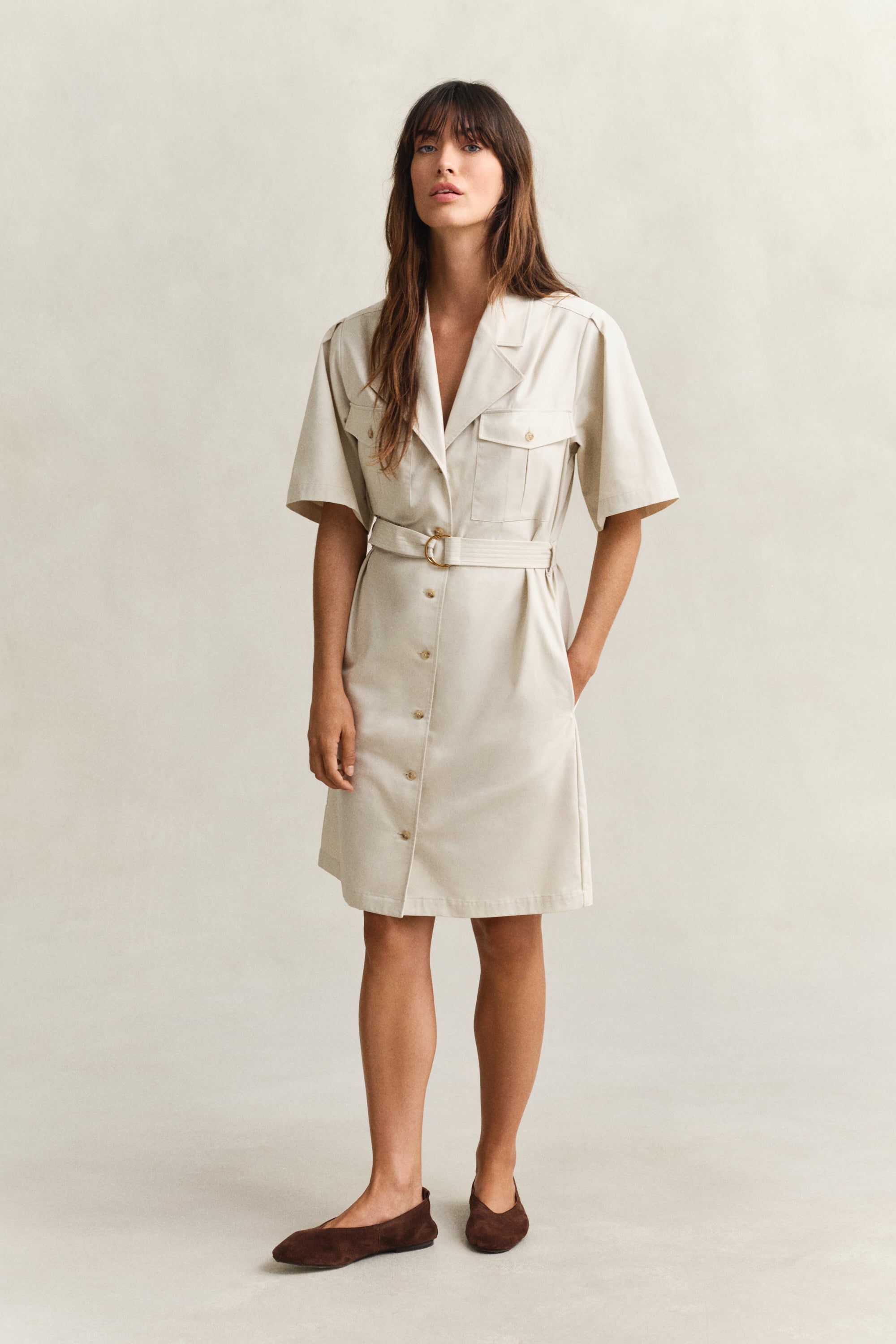 Gant Women's Faded Beige Belted Utility Dress (38)