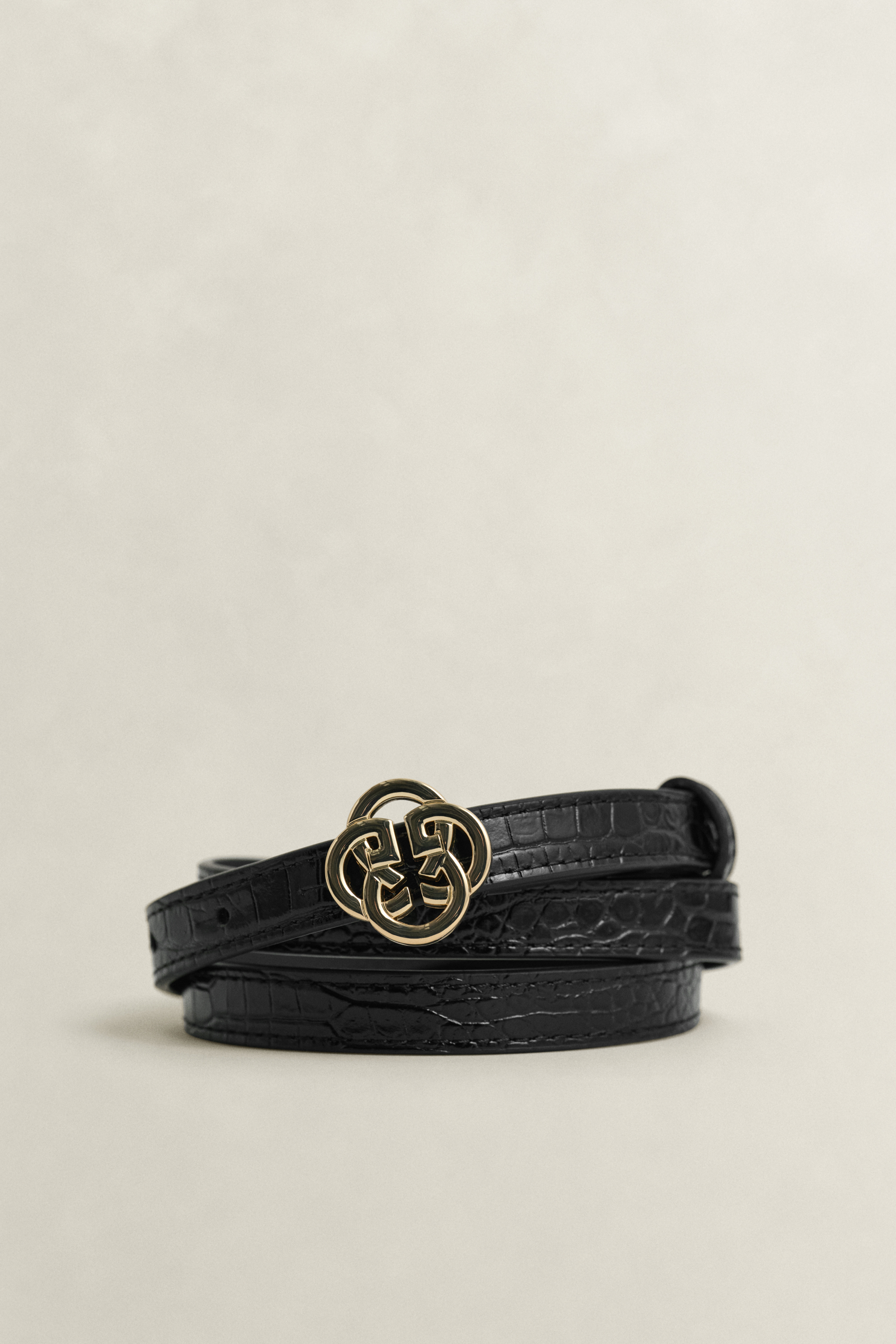 Gant Women's Black Croc-Effect Monogram Belt (75/30)