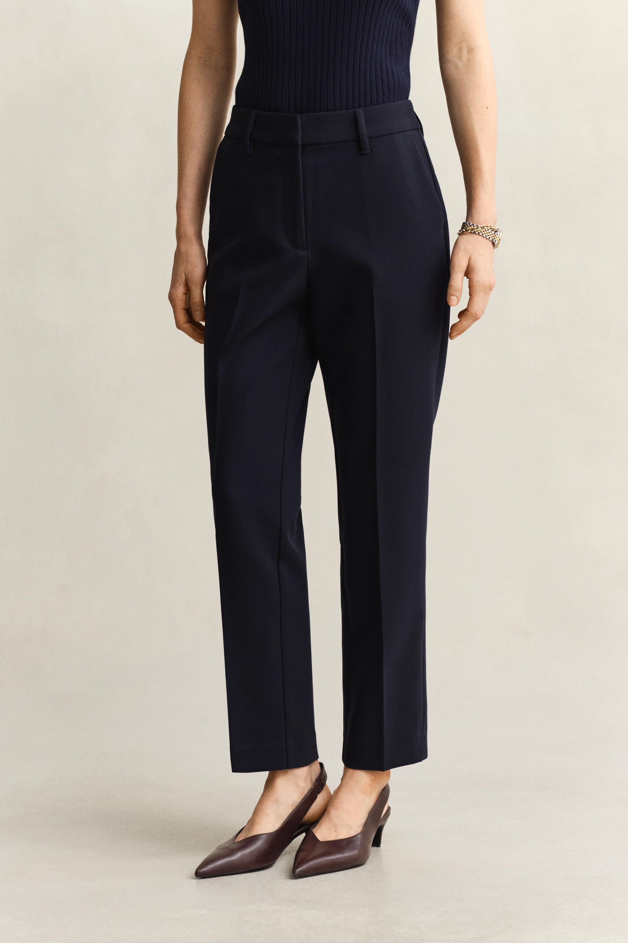 Gant Women's Navy Slim Fit Slacks (46) Evening Blue