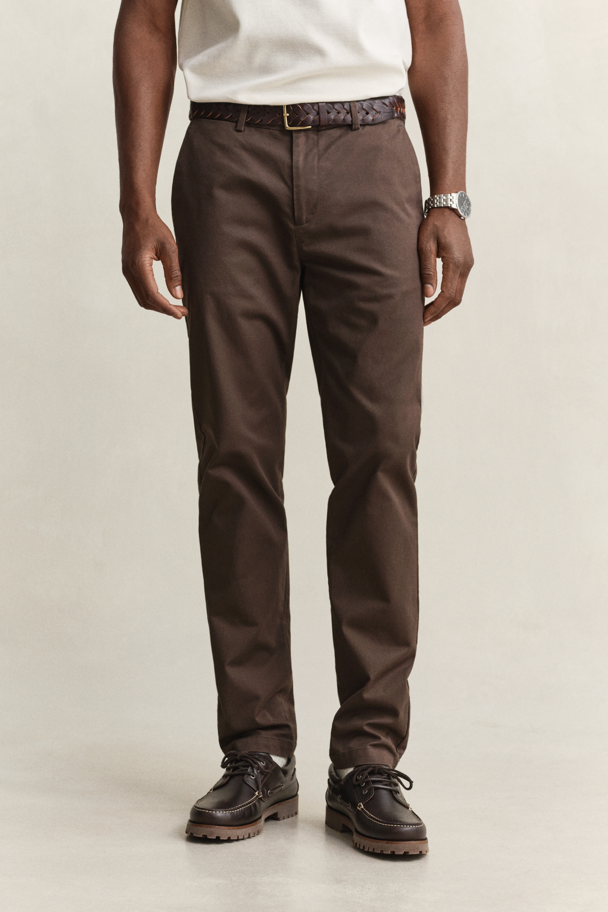 Gant Men's Shadow Brown Slim Fit Smart Chinos (42/32)