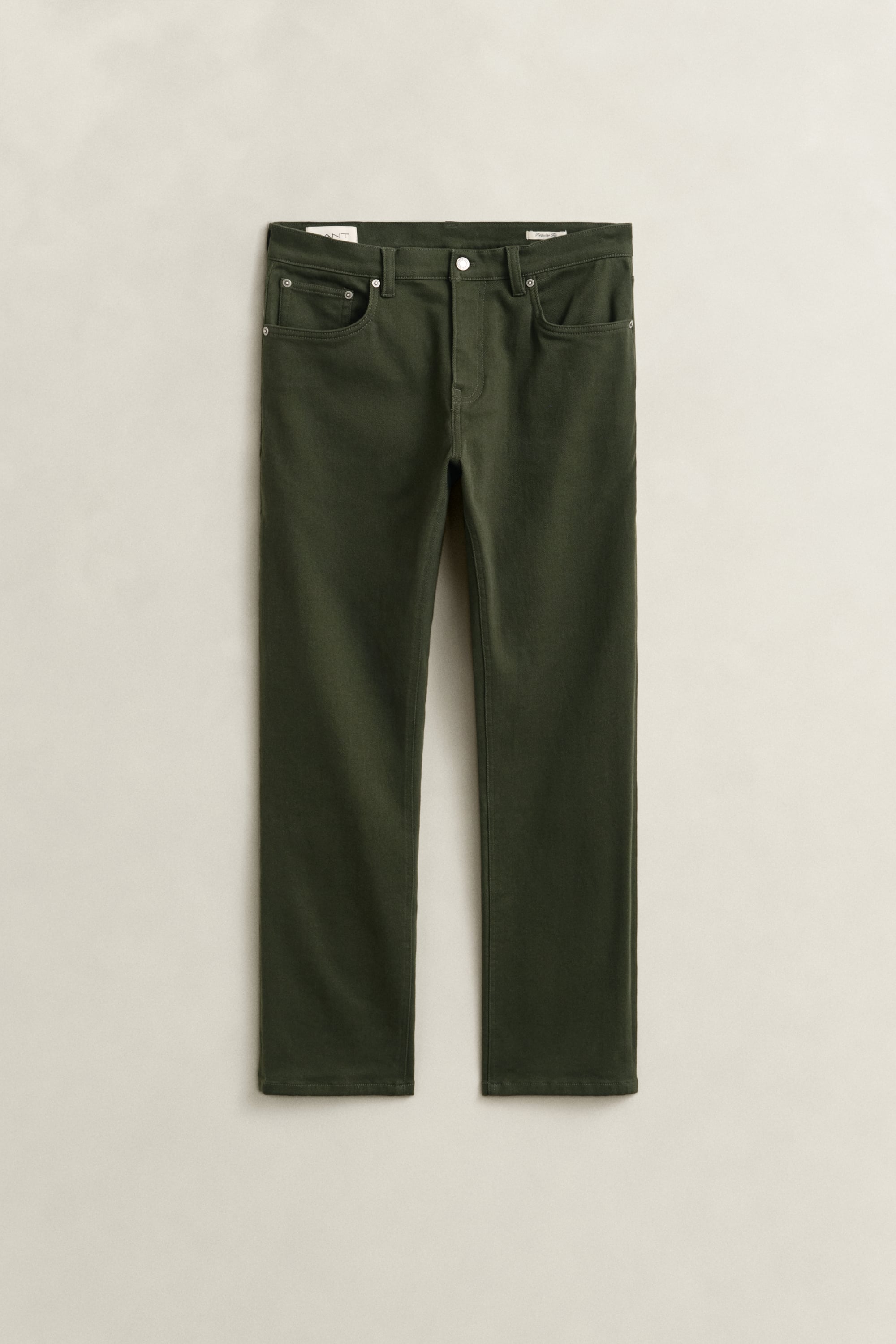 Gant Men's Green Regular Fit Twill Jeans (42/32) Dark Moss