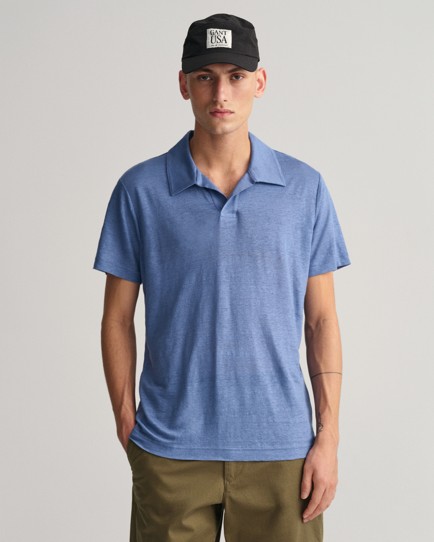 GANT Men Linen Polo Shirt (M) Blue