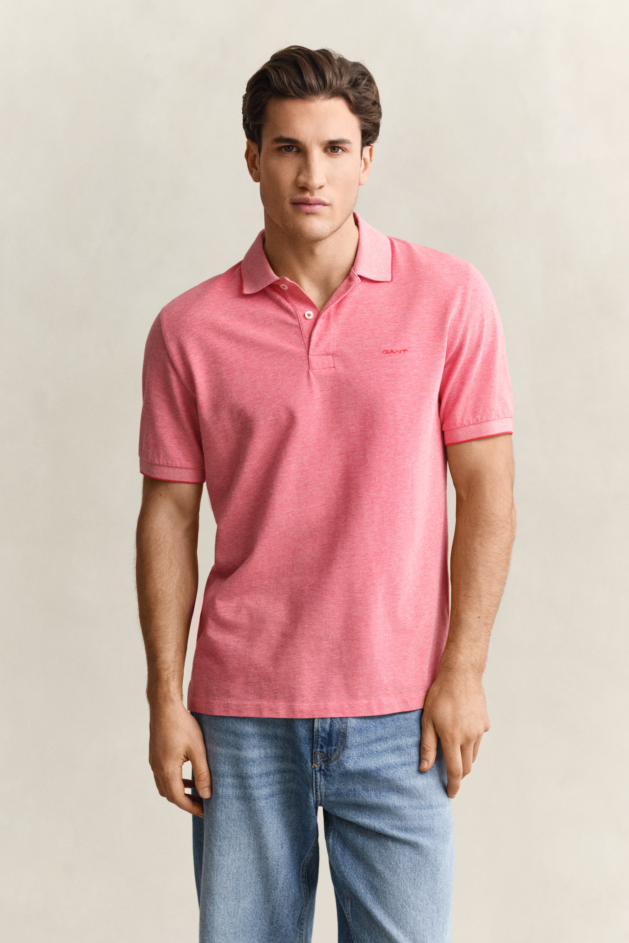 Gant Men's Rose Red Two-Toned Polo Shirt (4Xl)