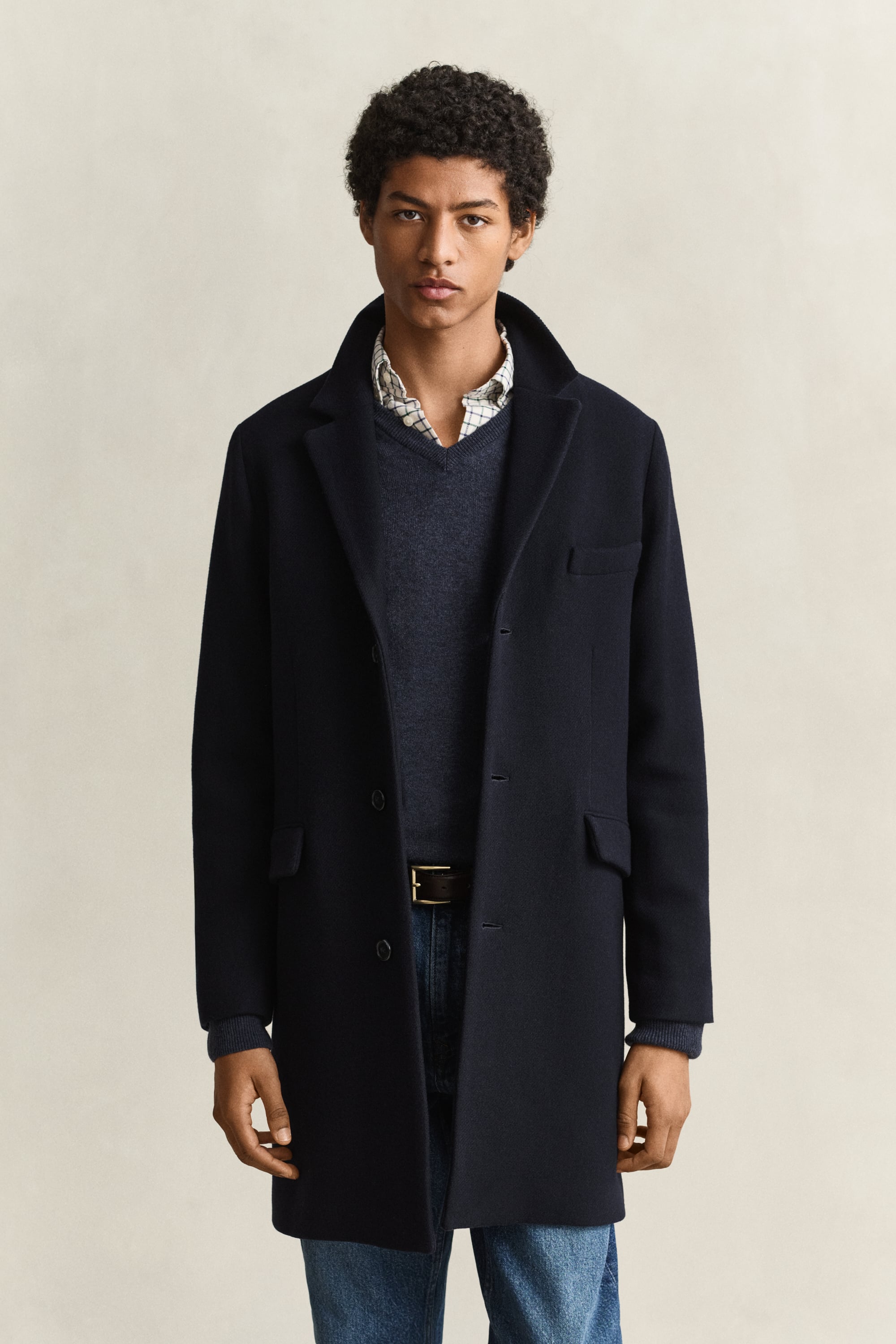 Gant Men's Classic Wool Blend Coat in Navy, Size XL, Tailored Regular Fit Jacket - Image 3