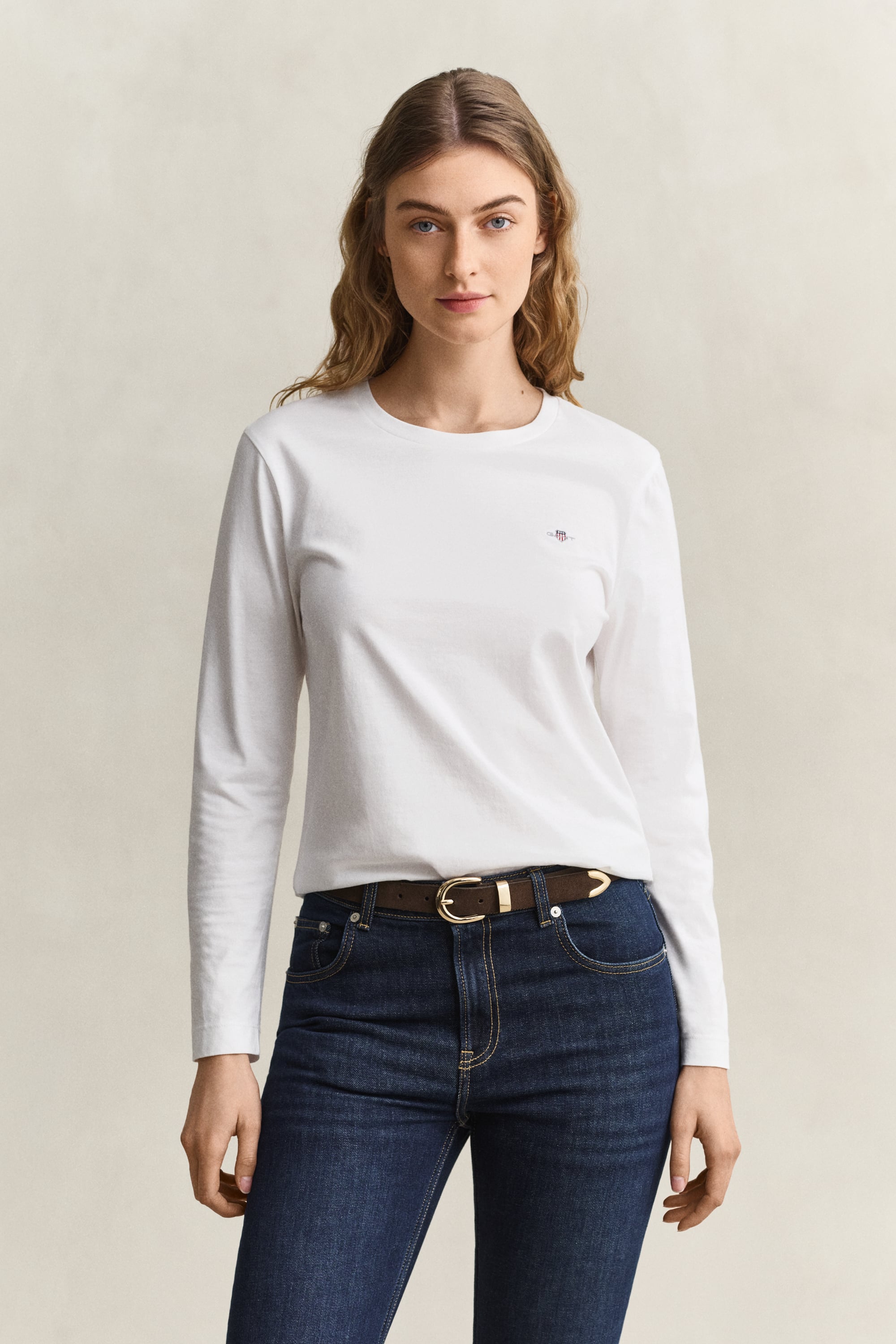Gant Shield Long Sleeve T-shirt In White