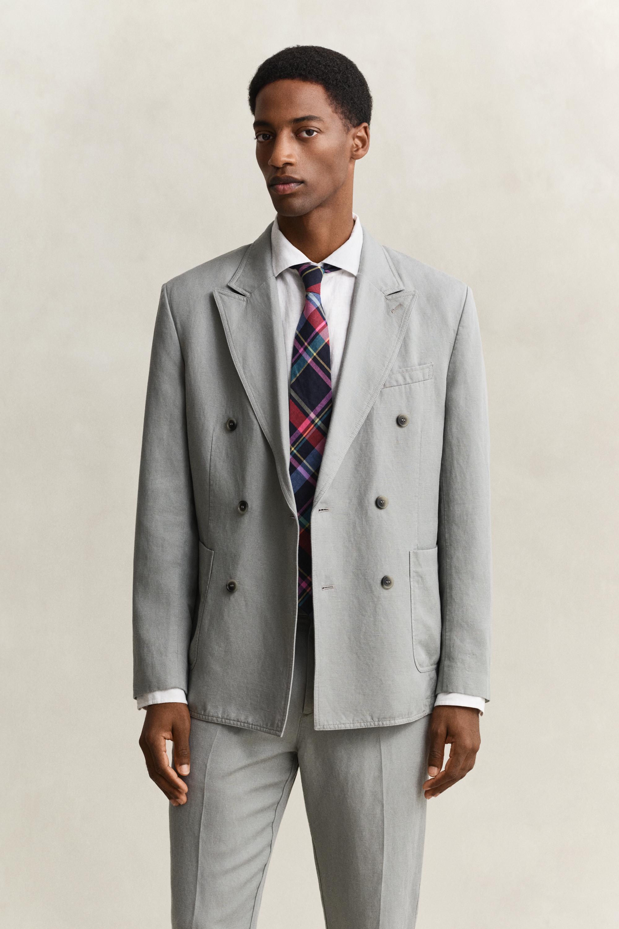 Gant Men's Pewter Grey Lyocell Linen Suit Jacket (48)