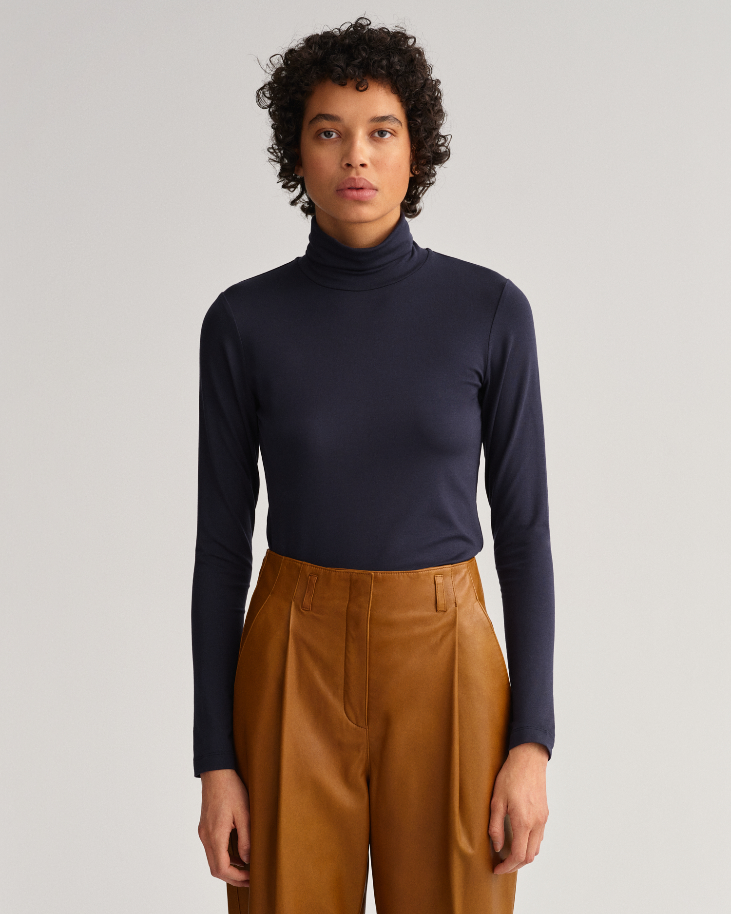 Jersey Long Sleeve Turtleneck Sweater 