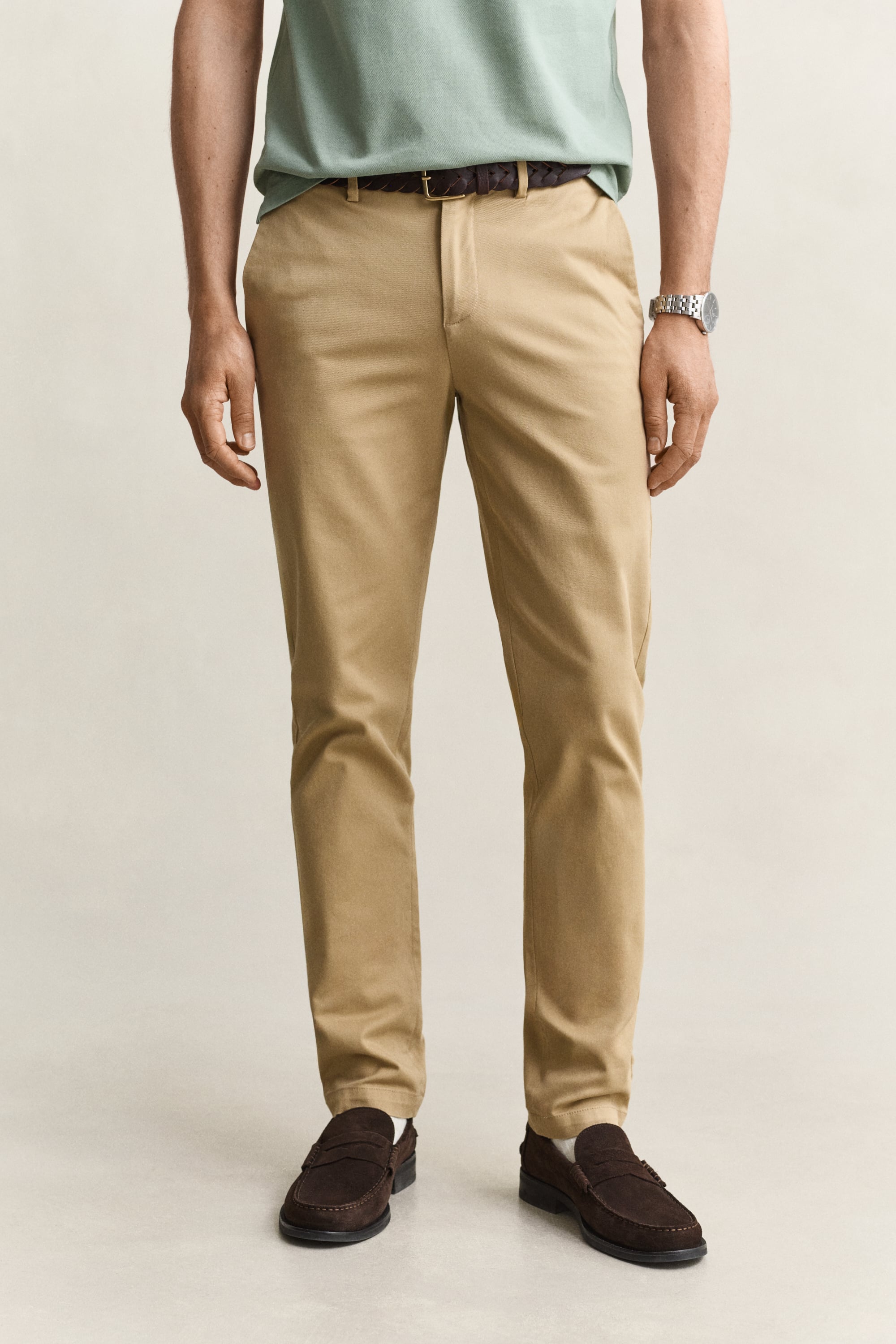 Gant Men's Khaki Slim Fit Smart Chinos (42/32) Dark