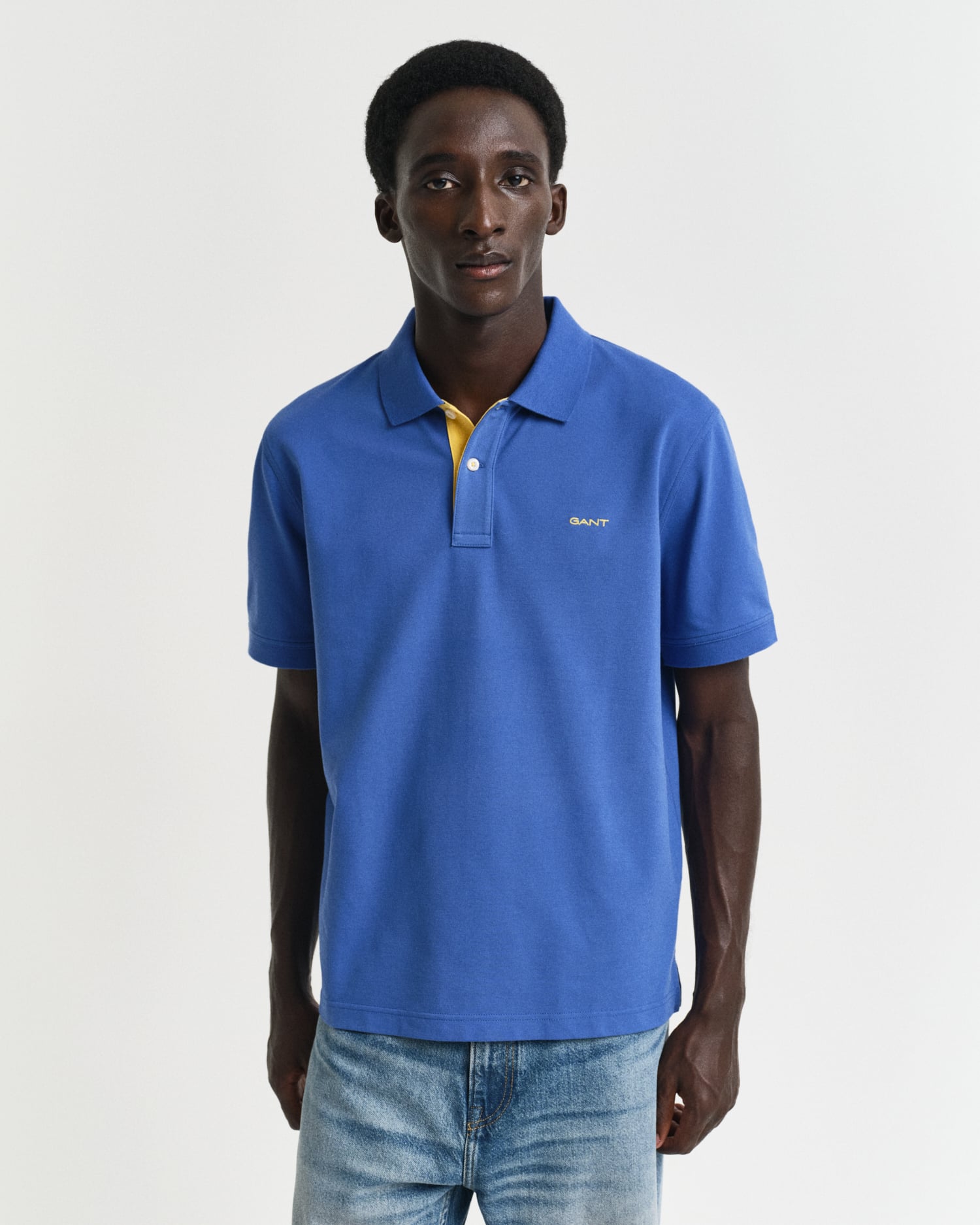 Gant Men's Blue Contrast Piqué Polo Shirt ) Xxxl