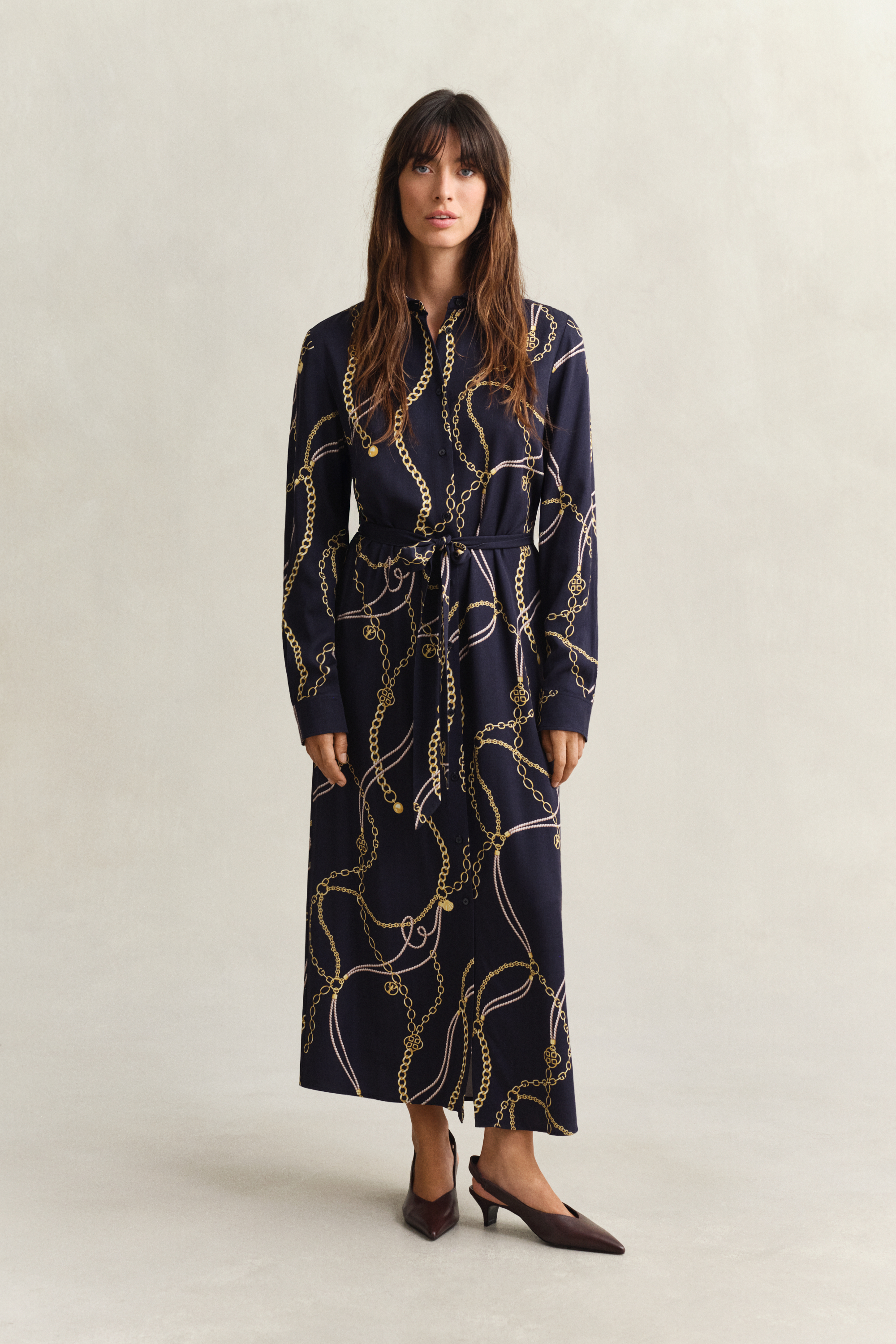 Gant Women's Navy Printed Shirt Dress (34) Evening Blue