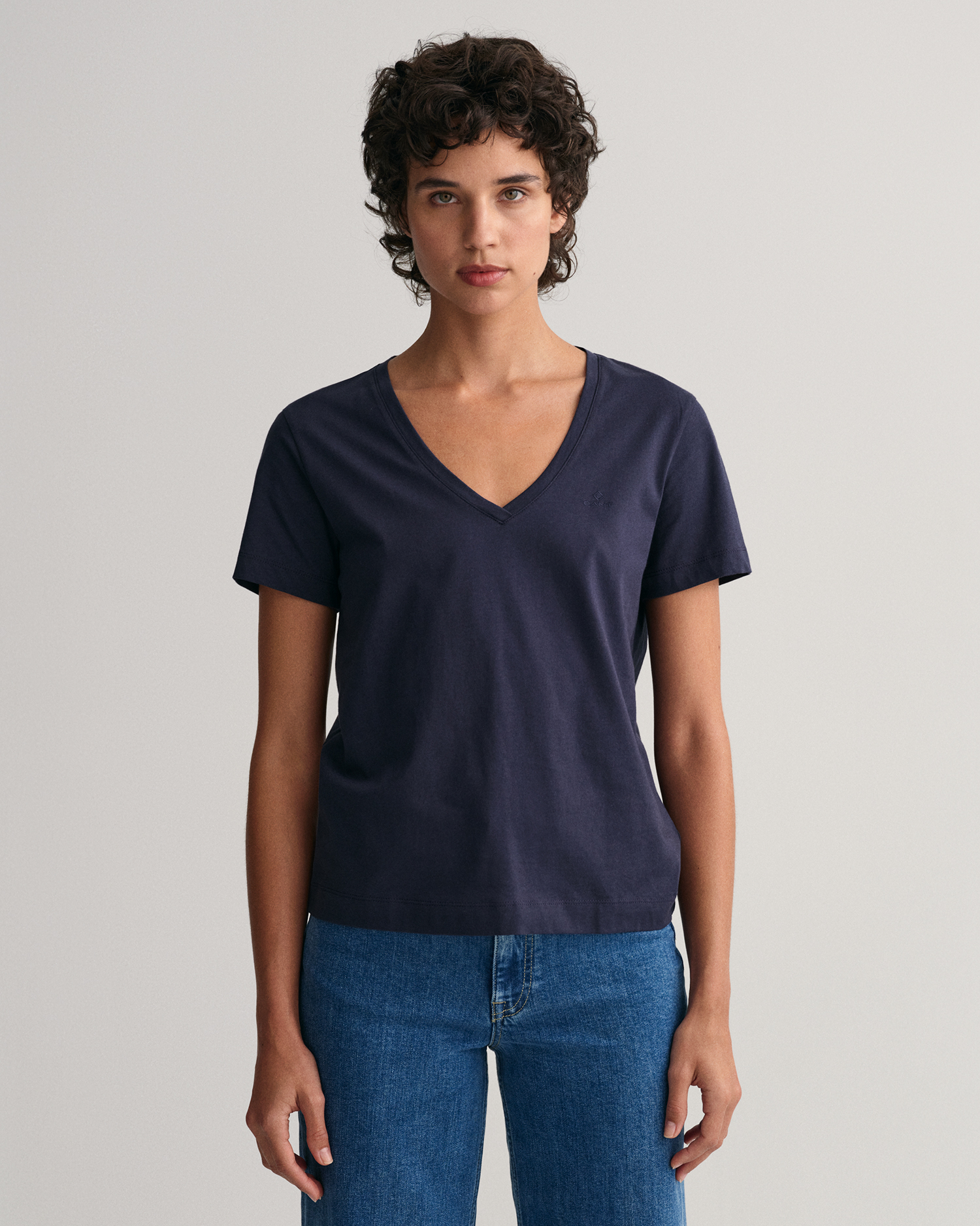 GANT Women Original V-Neck T-Shirt (S) Blue